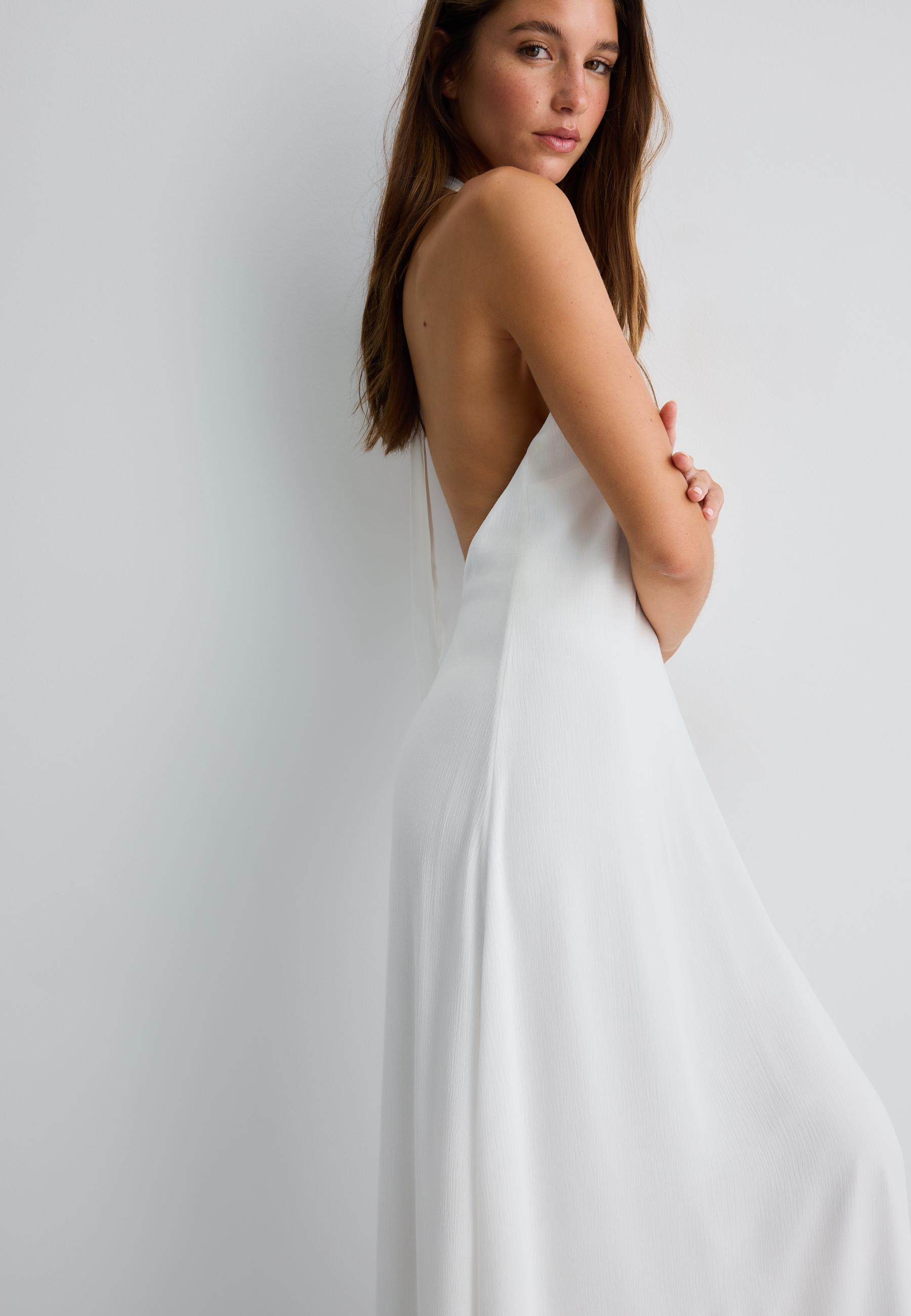 Halter crepe dress — White