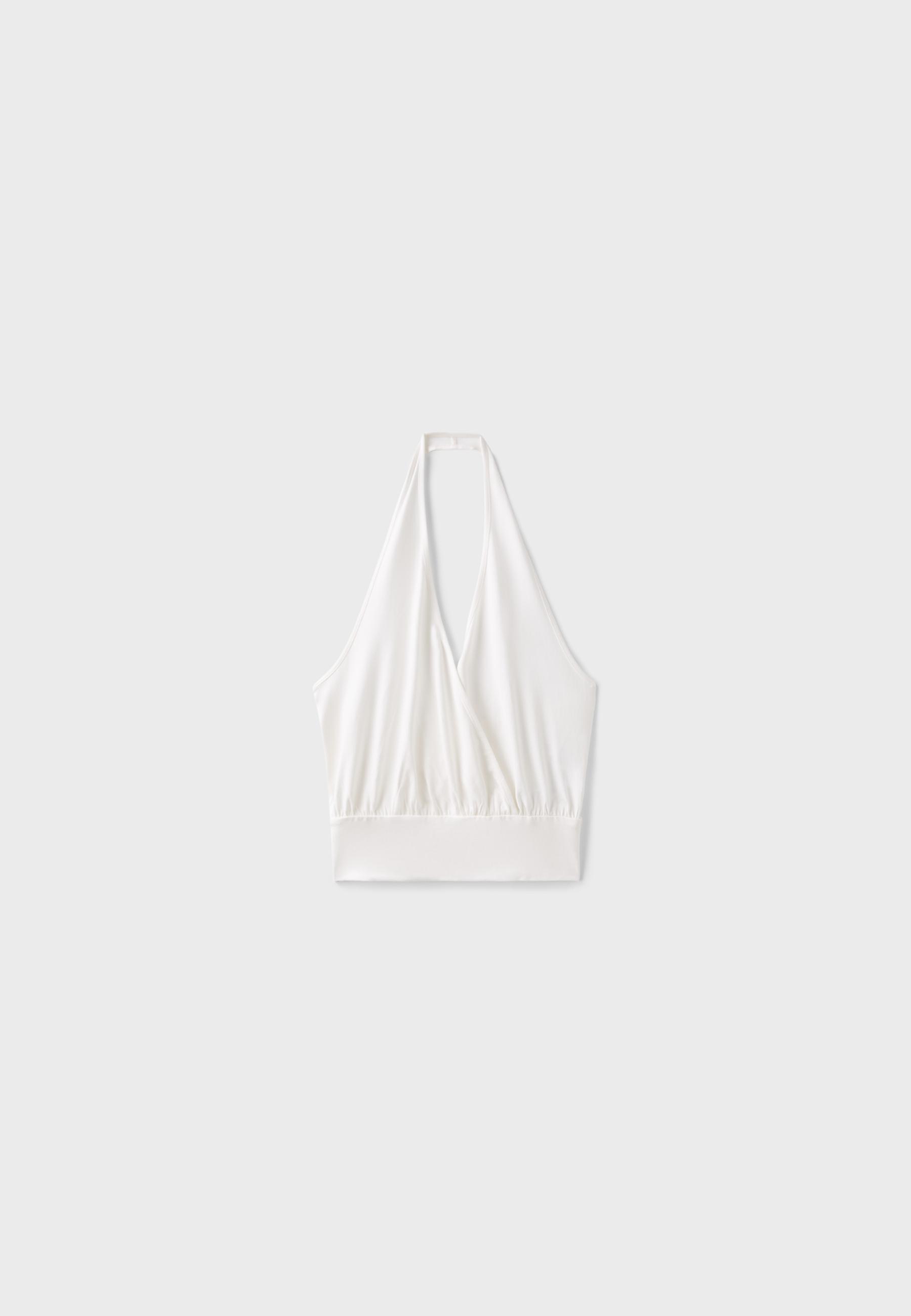Halter neck wrap top — Ecru