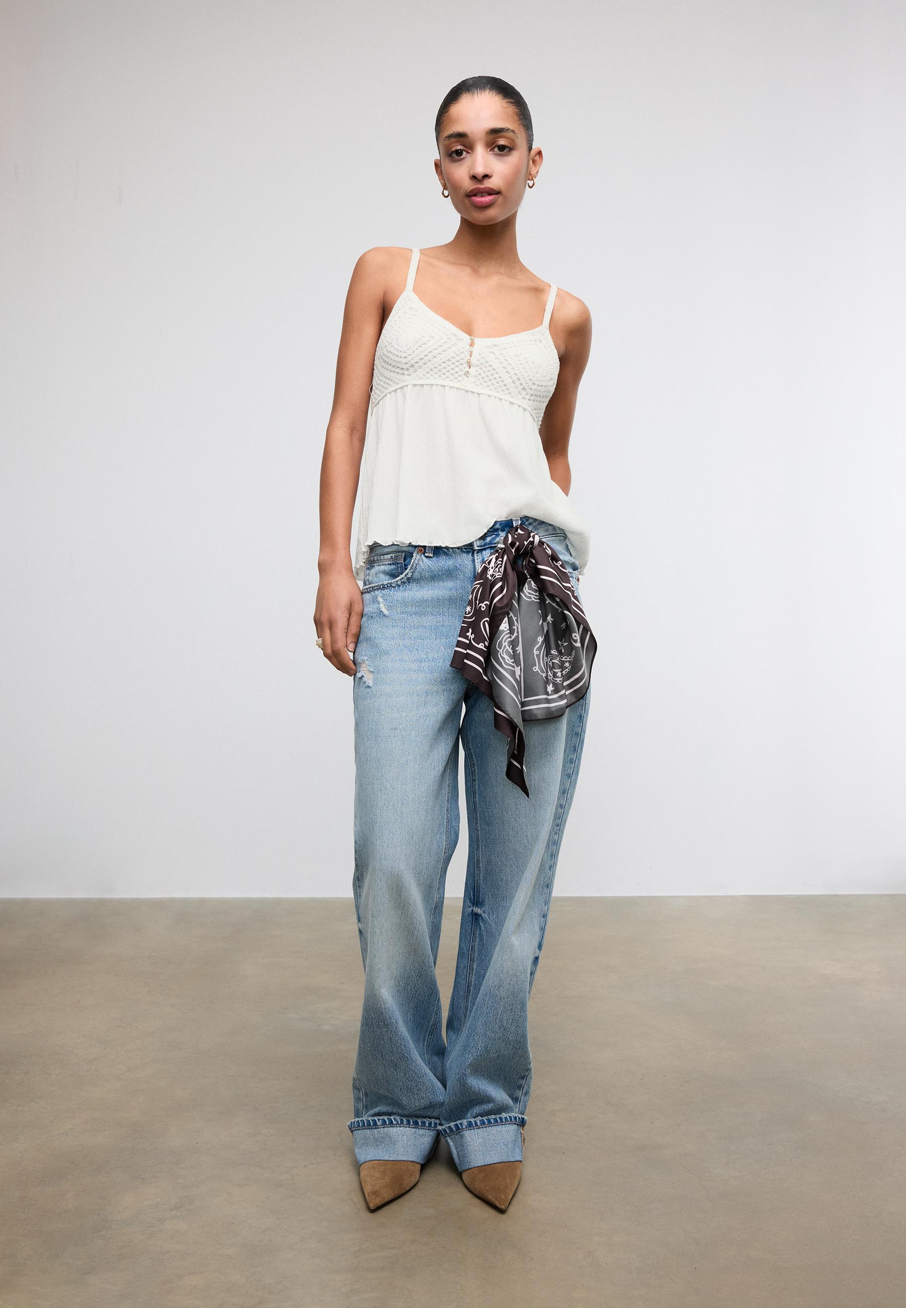 Ruffled crochet top - Women's fashion | Stradivarius United States