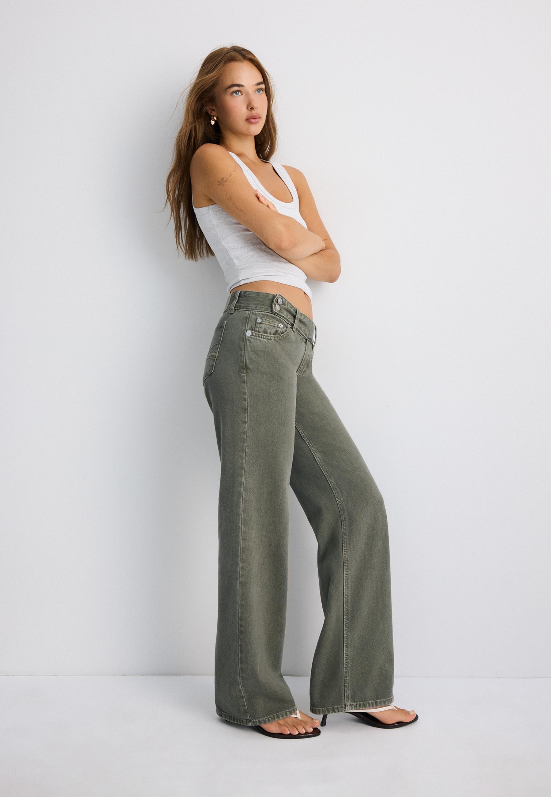 Stradivarius Çekiç askı detaylı düşük bel straight jean görsel 8