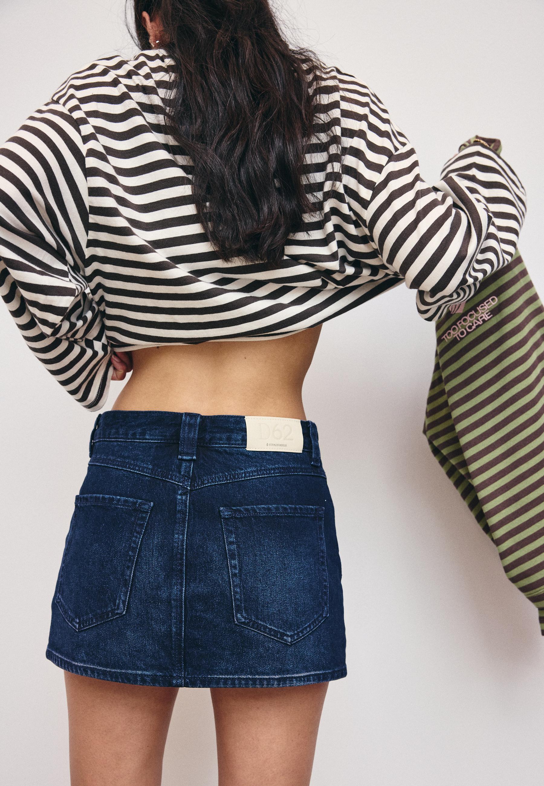 Stradivarius D62 denim şort etek görsel 2
