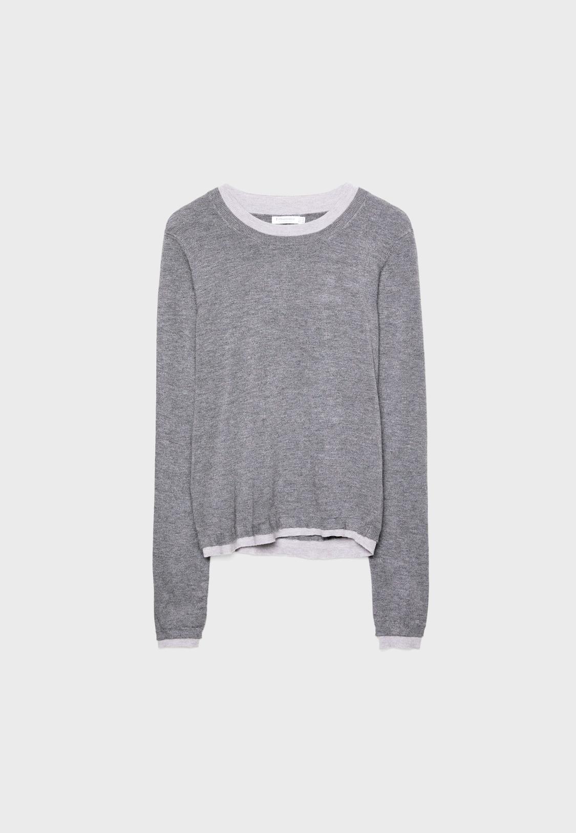 Sweter rajut dengan tepian kontras Pakaian wanita Stradivarius