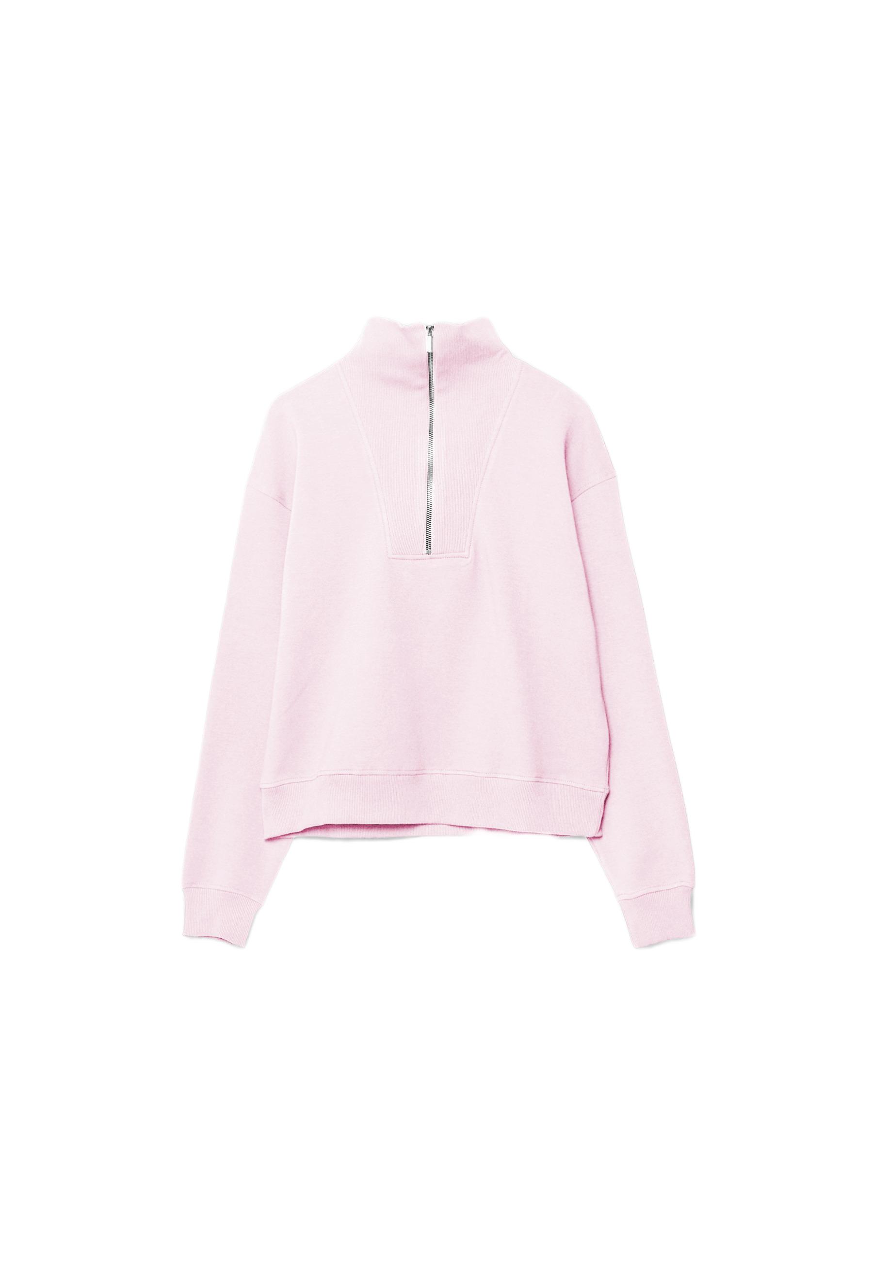 High-neck sweatshirt with zip — Salmon pink
