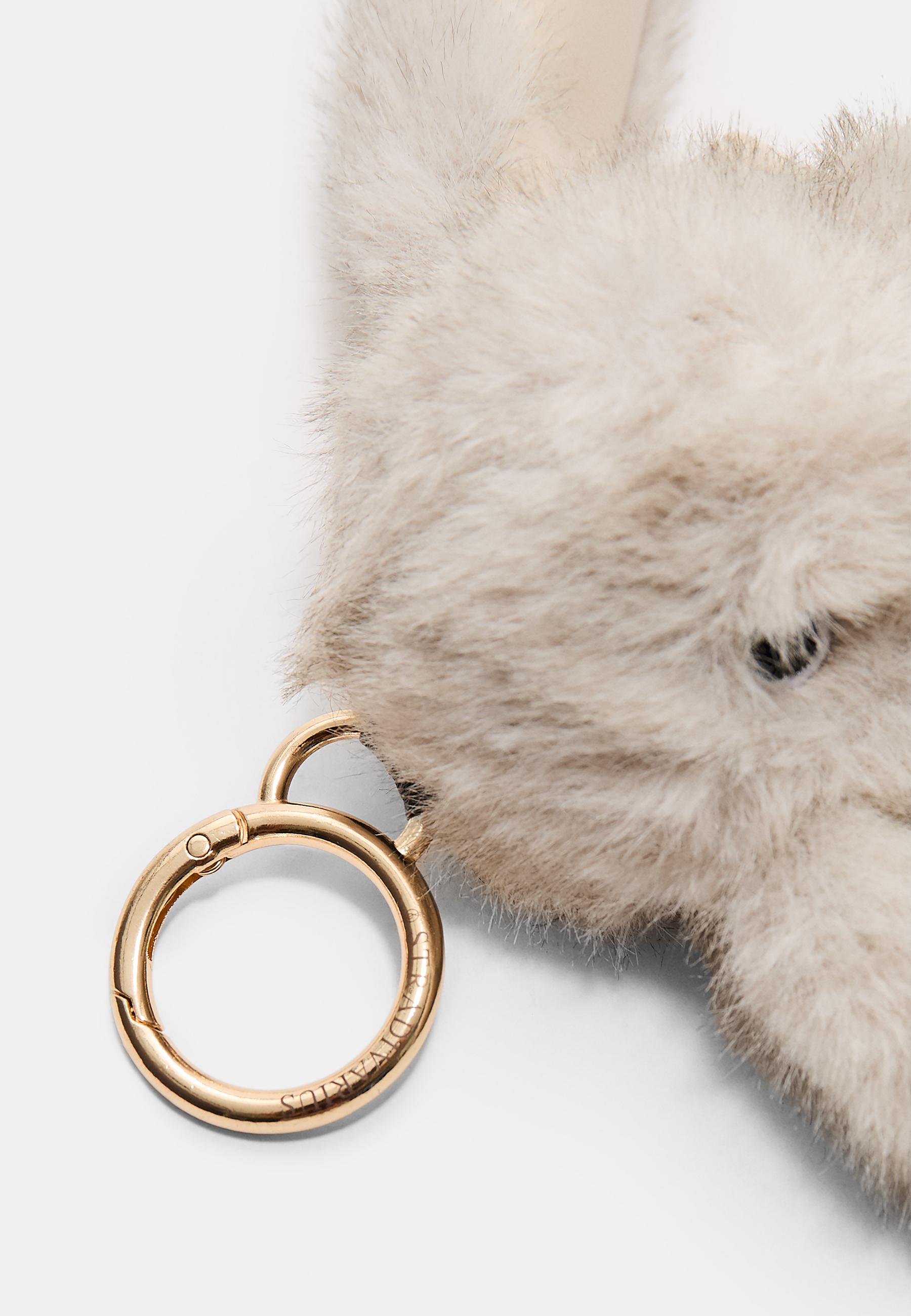 Rabbit charm keyring — Grey (alternate view)