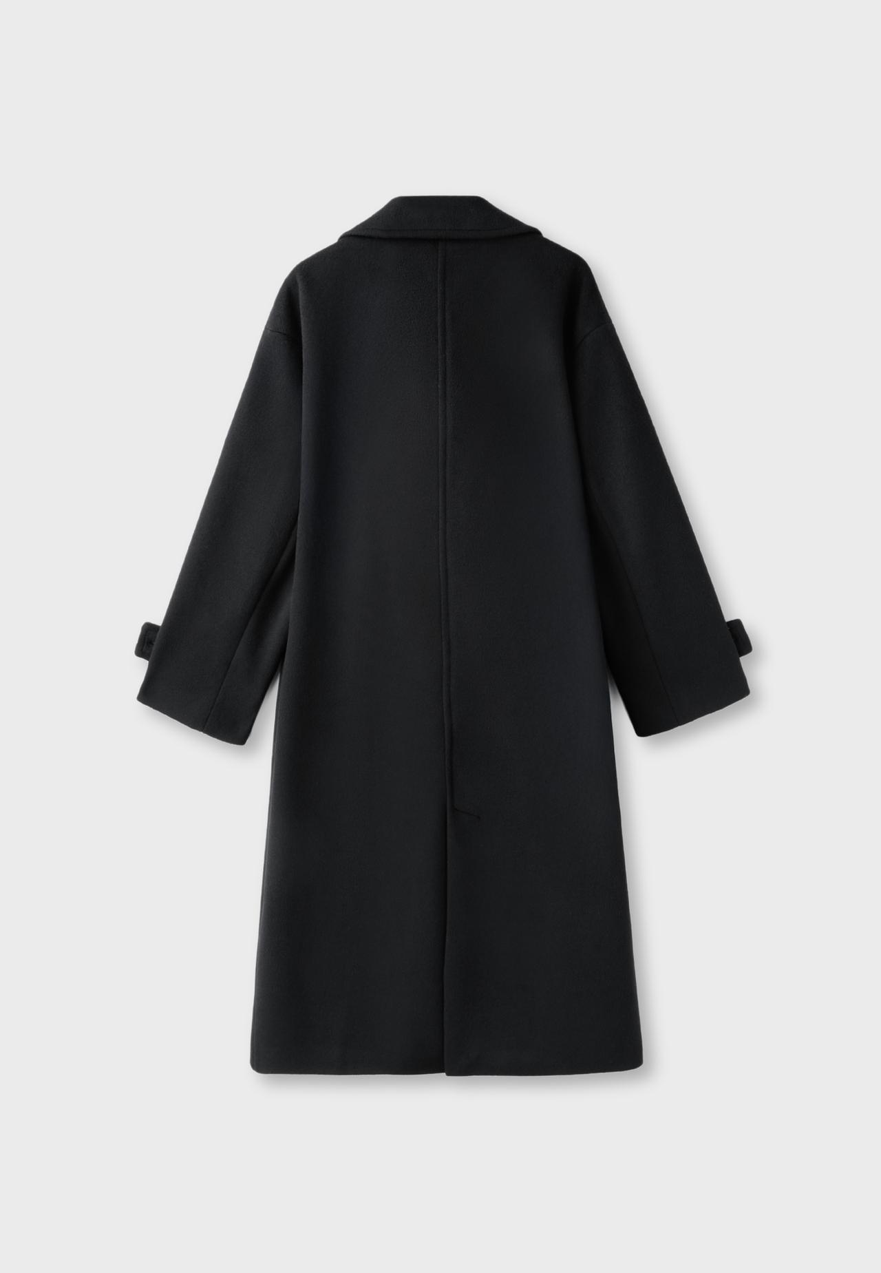 Long oversize soft-touch coat — Black