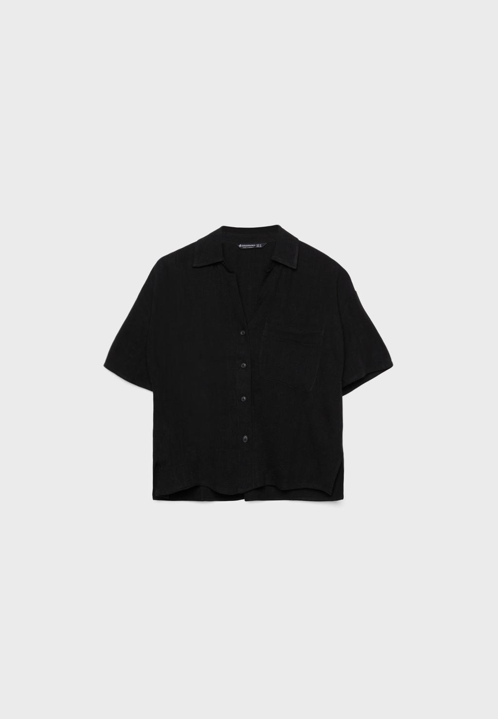Blouse met korte mouw van linnenmix