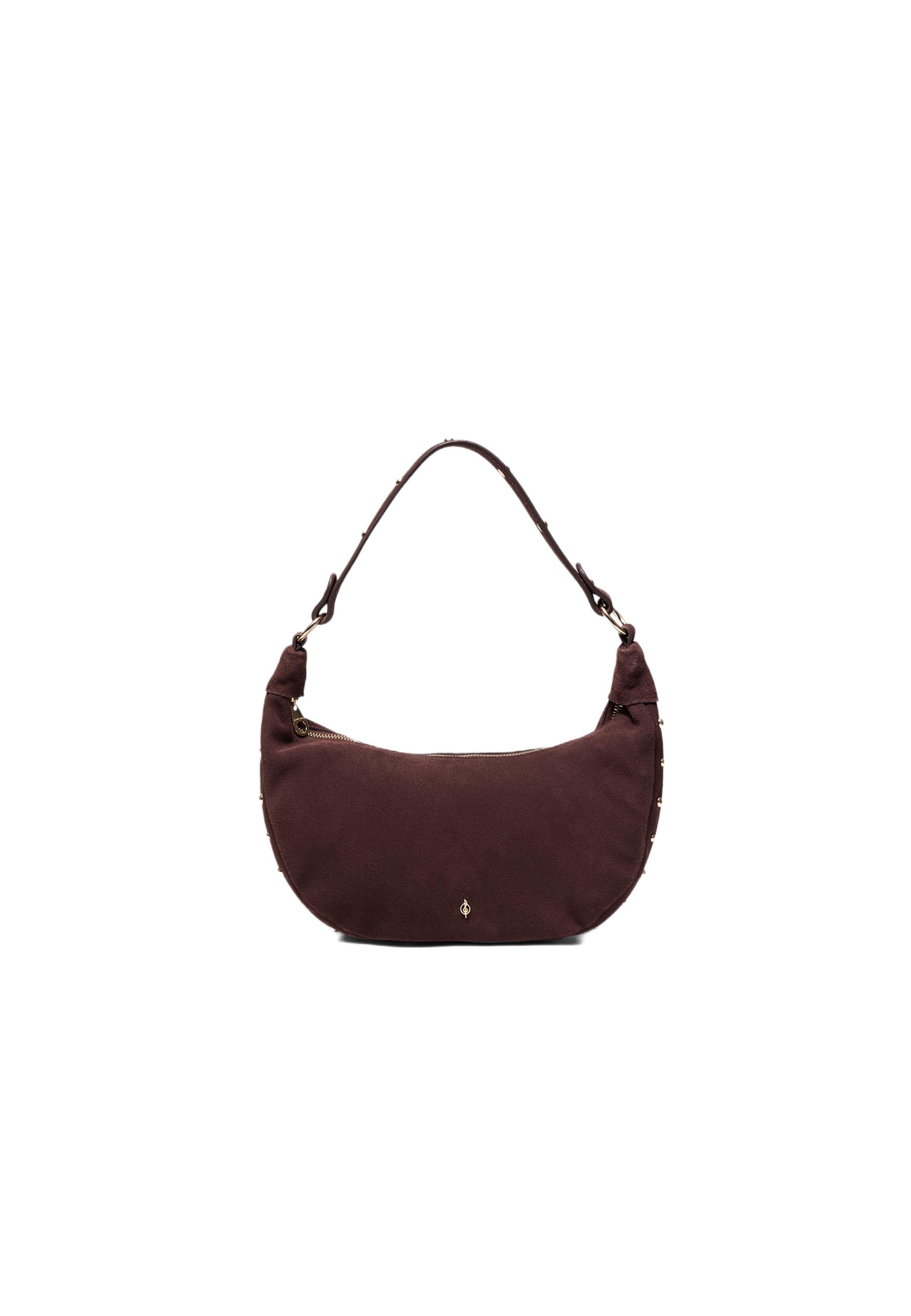 100% leather studded shoulder bag — Brown