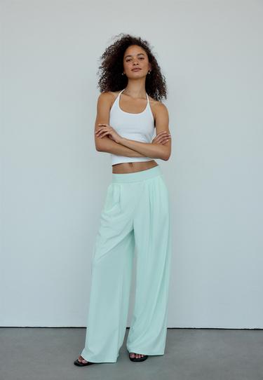 Light tech joggers with elasticated waistband — Pastel green 1