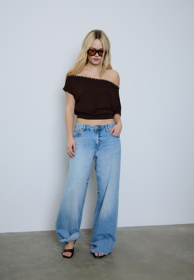 asymmetrisch t shirt met studs