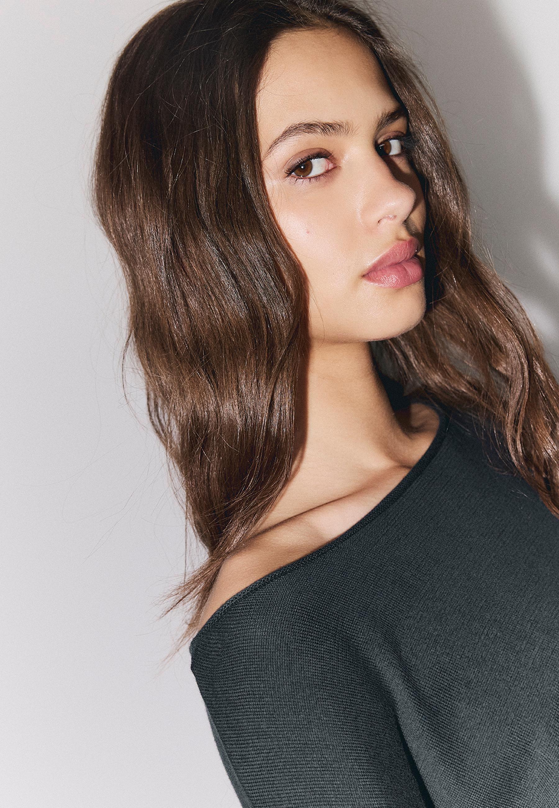 Boat neck cropped sweater — Dark grey