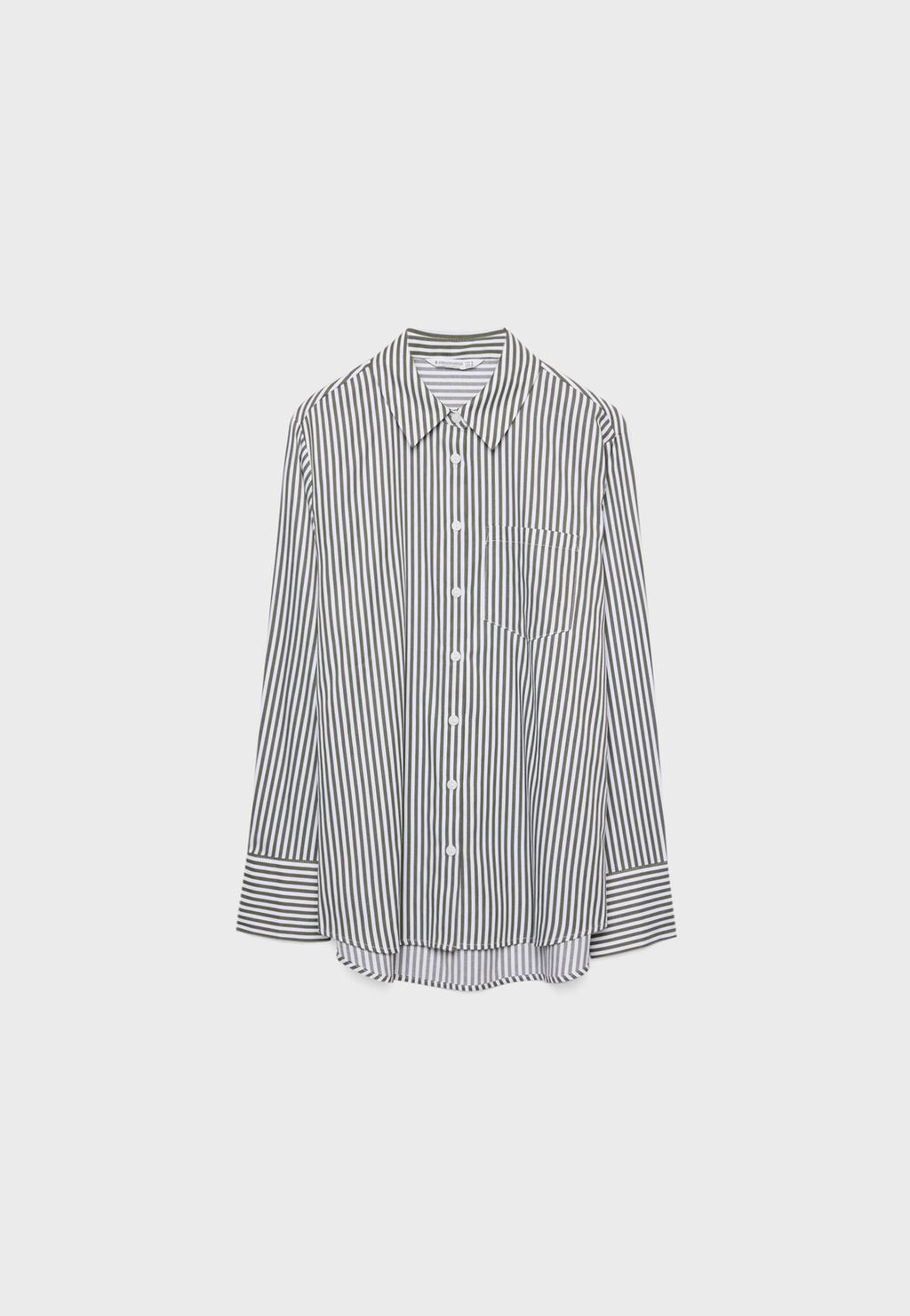 Basic striped poplin shirt with pocket