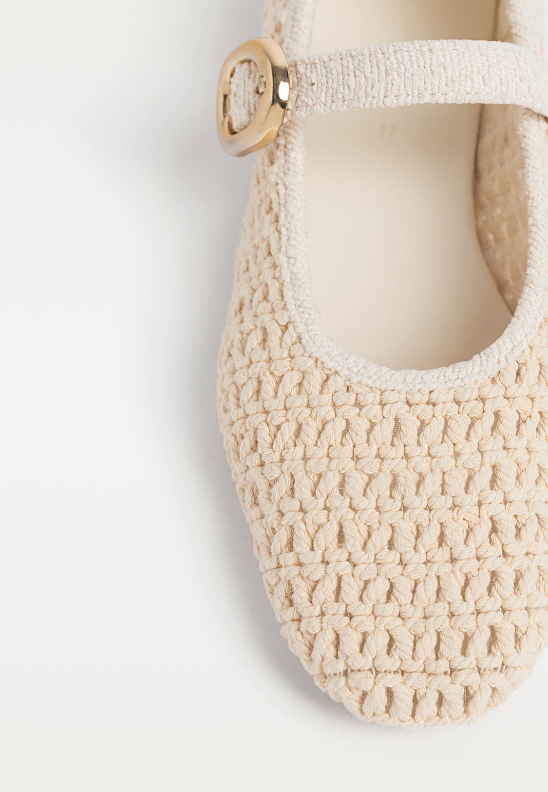 Scarpe Ballerine Feversole Uncinetto - Punta Tonda Lacci Memory Foam Donna