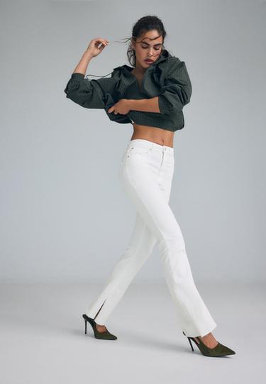 D74 bell bottom jeans with split — White 1
