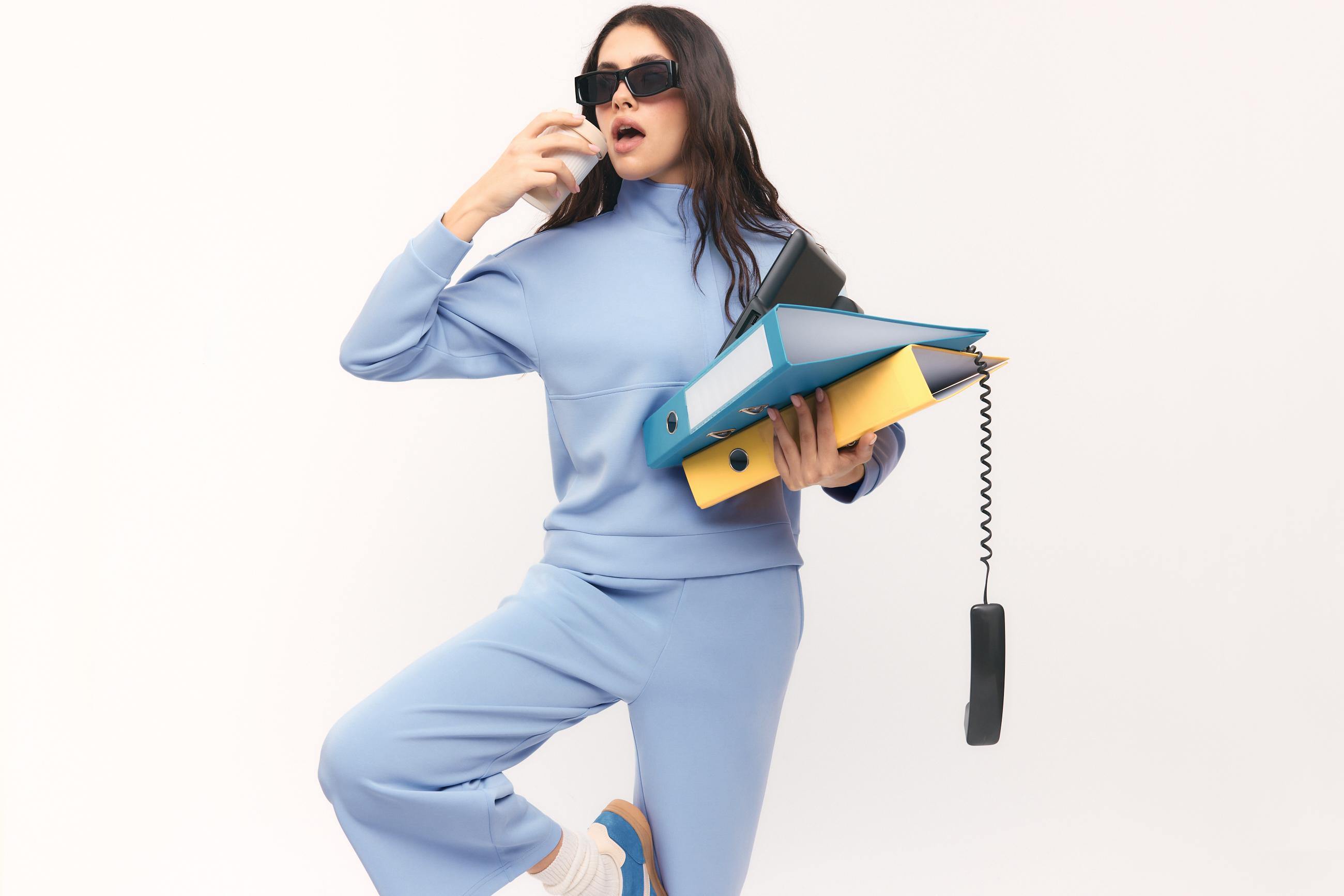 Soft-touch culottes — Sky blue