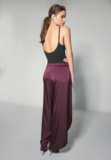 Satin trousers with split — Purple 5