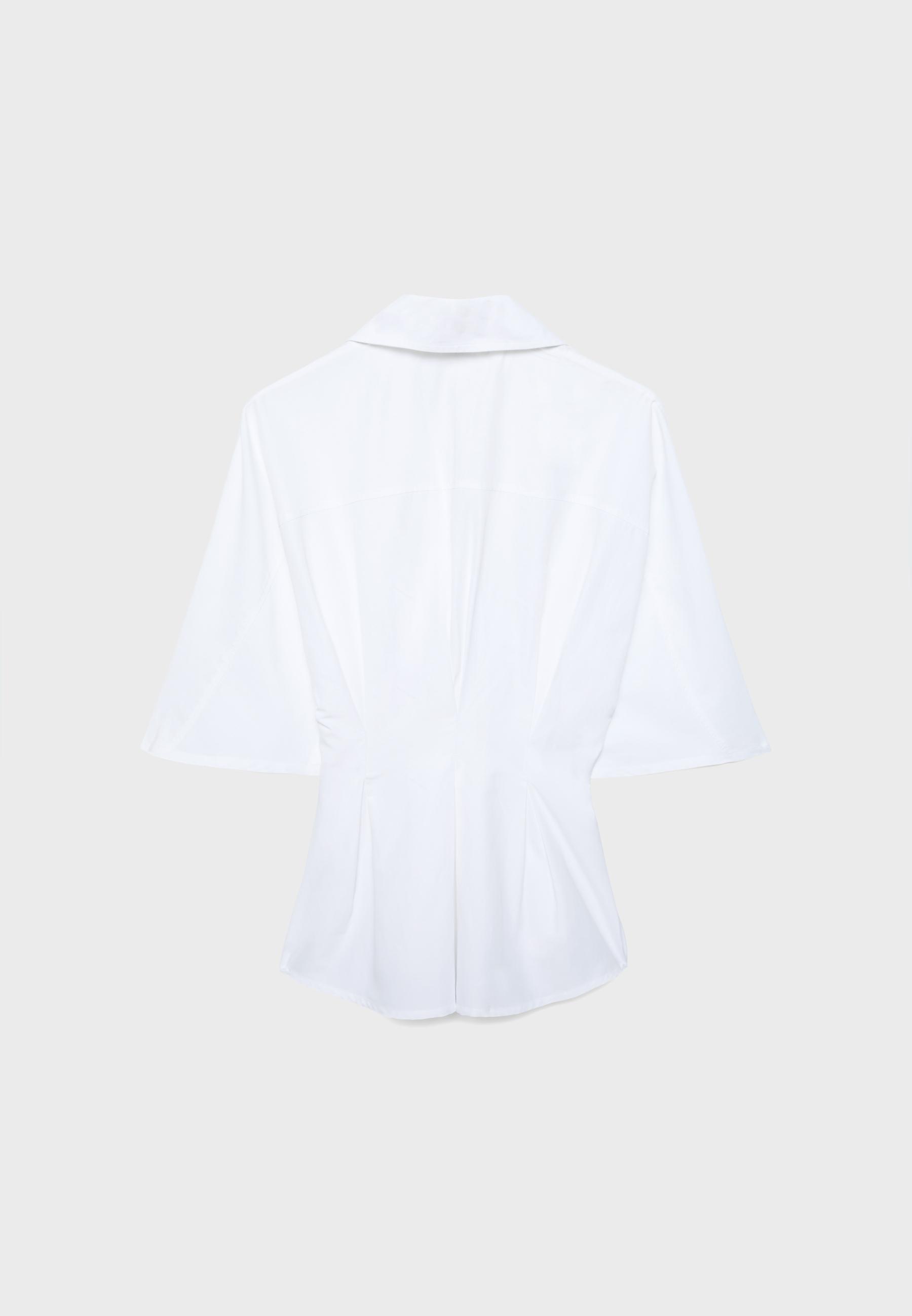 Fitted kimono sleeve shirt with pleats — White