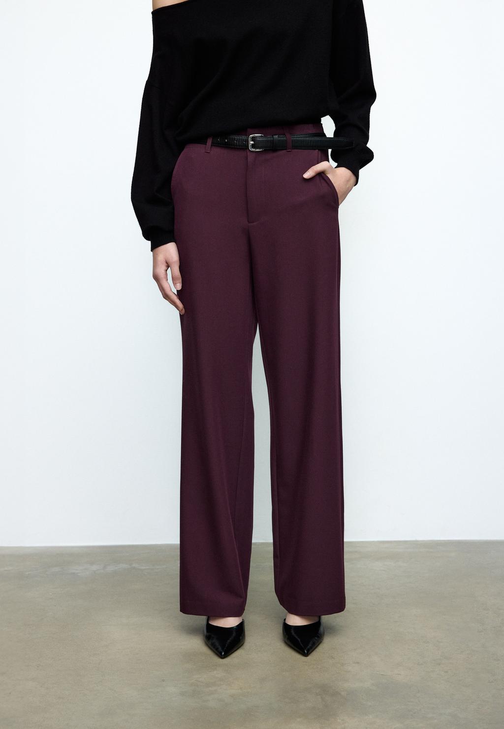 Pantalón fluido recto vestir cinturón