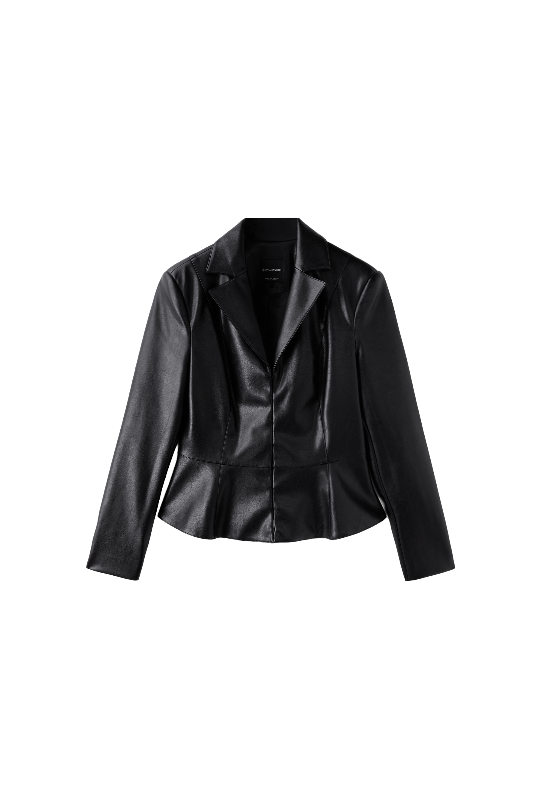 Leather effect peplum blazer — Black