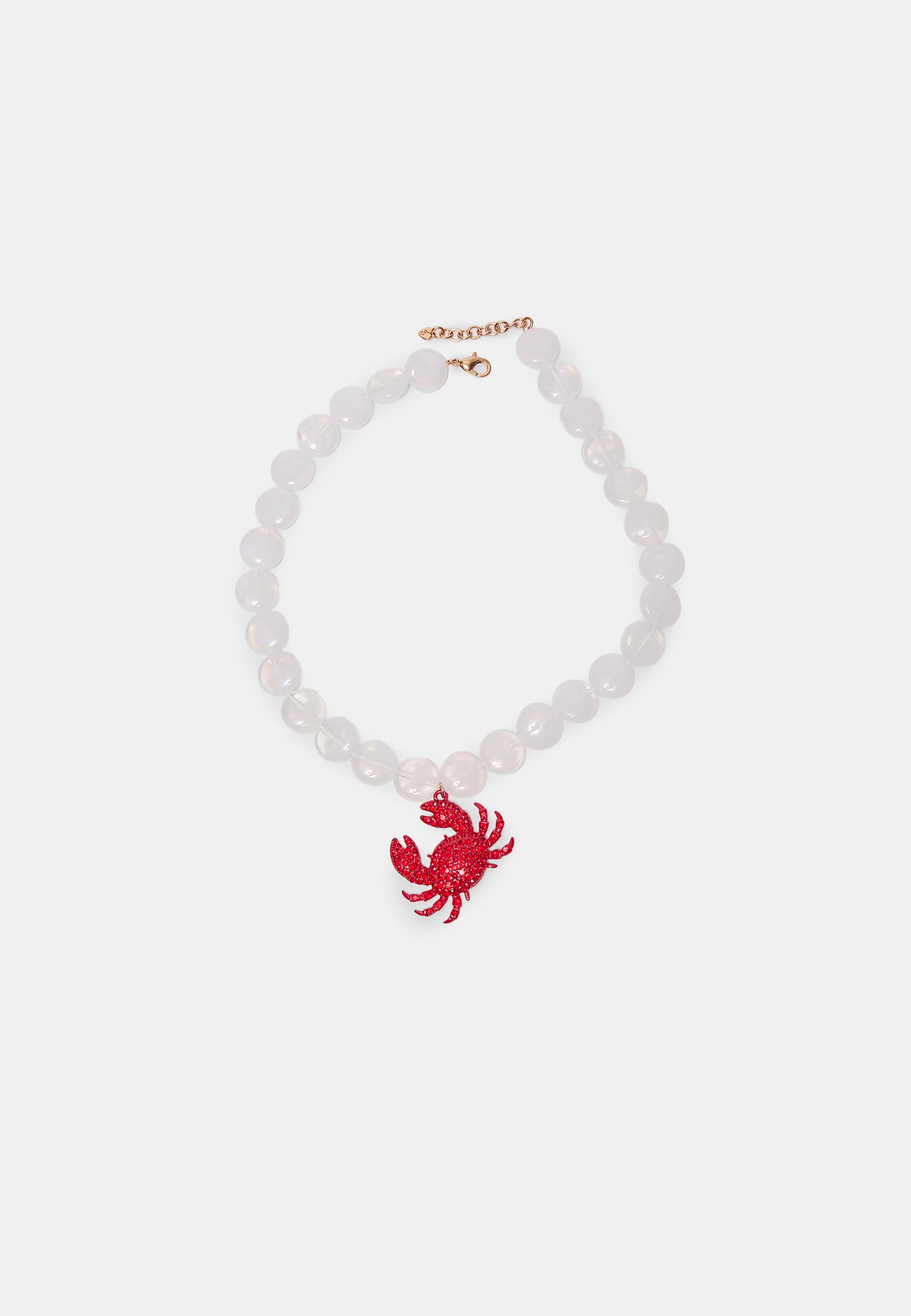 Rhinestone crab necklace — Red