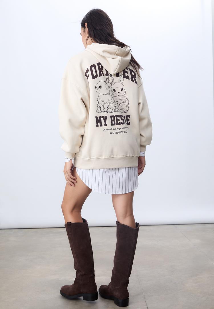 grafische sweater met capuchon