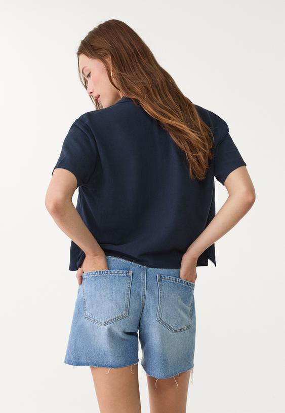 camisa manga corta efecto lino