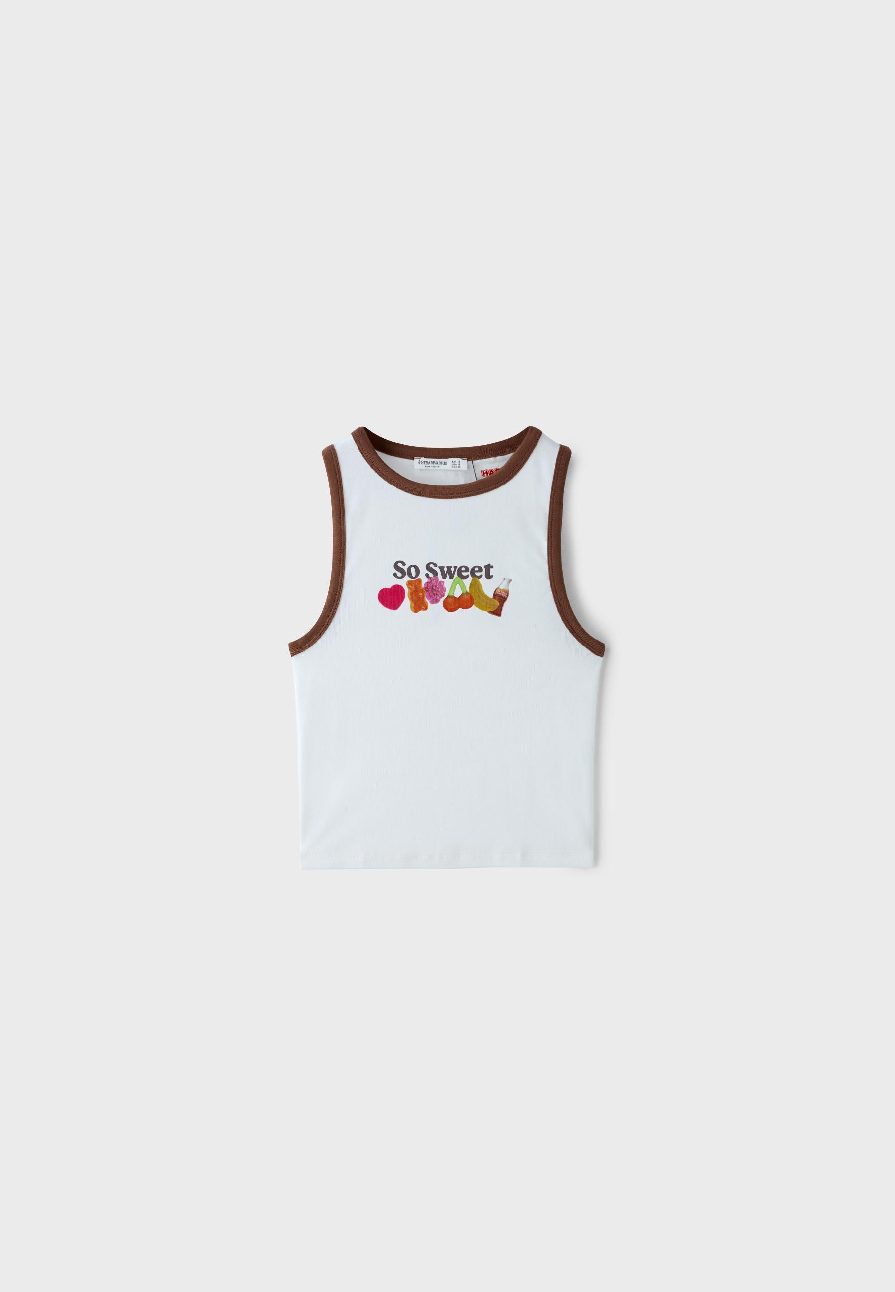 Haribo print racerback T-shirt — Ecru
