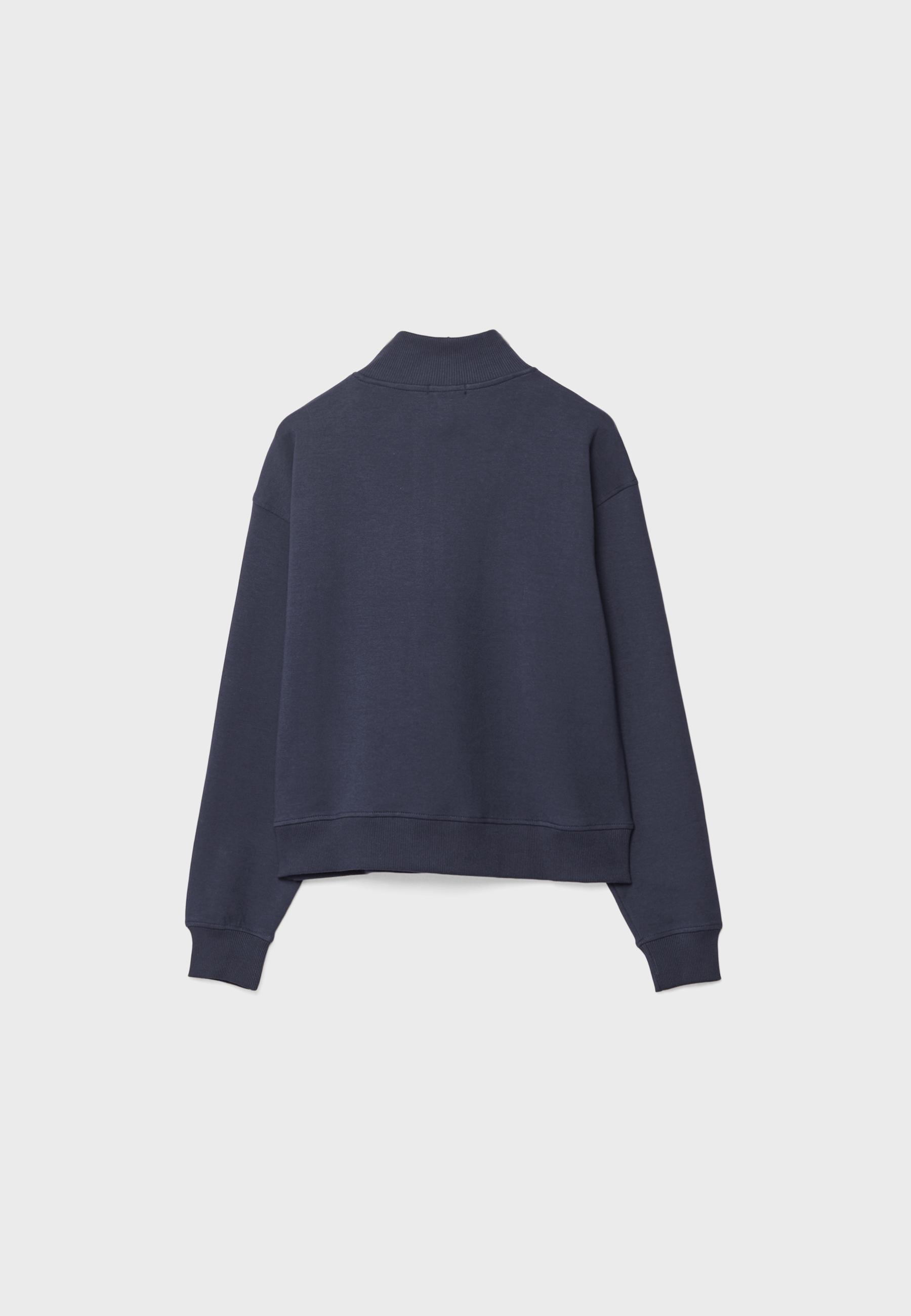 High-neck sweatshirt with zip — Dark blue