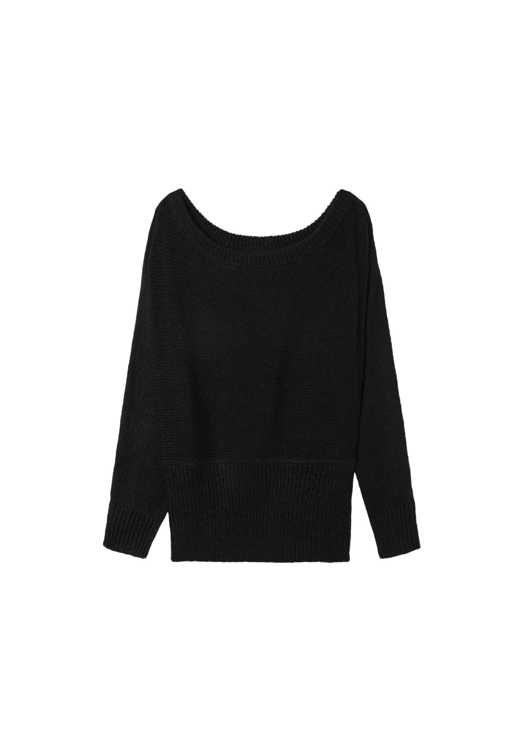 Boat neck waistband jumper — Black