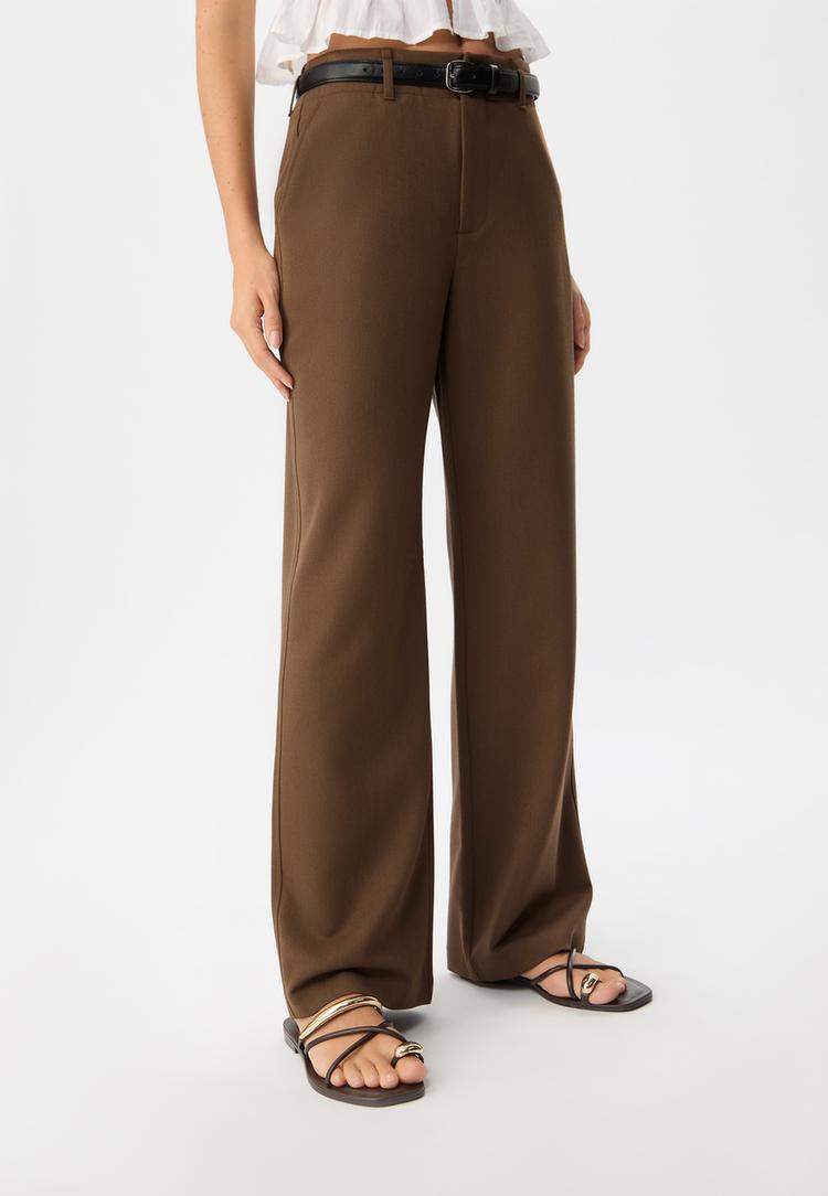 pantaloni morbidi dritti eleganti con cintura
