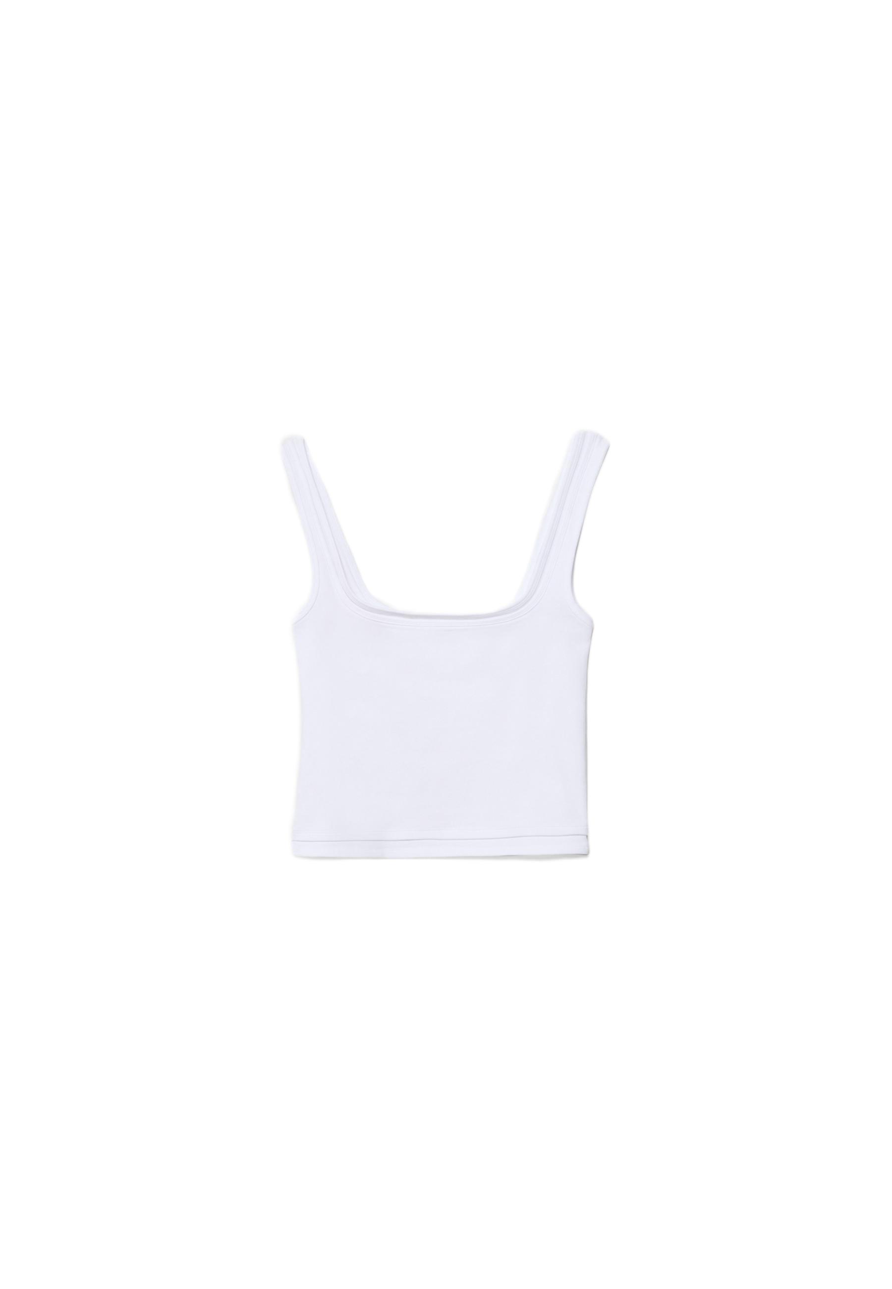 Two-piece effect square neckline top — White