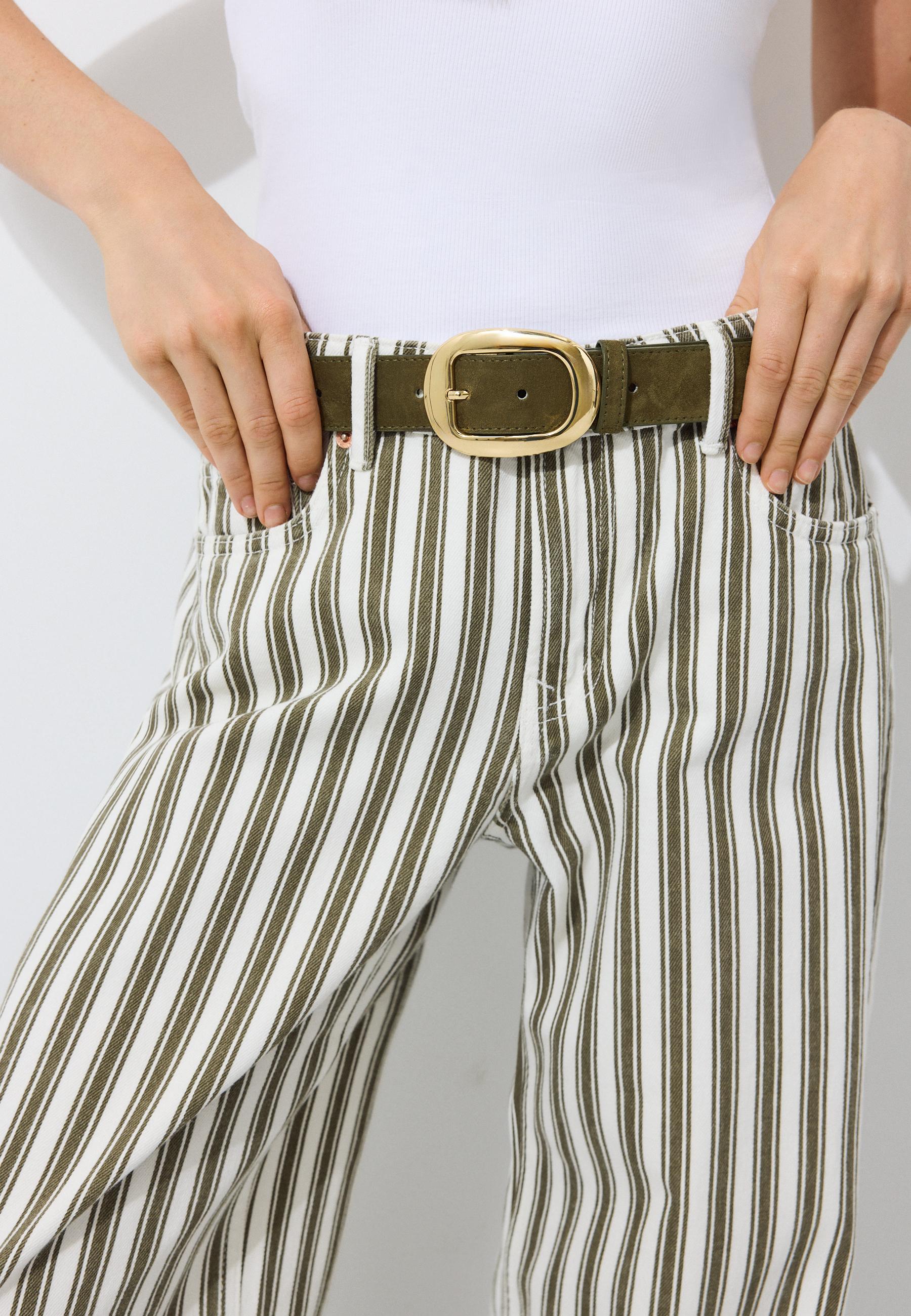 Oval buckle belt — Khaki