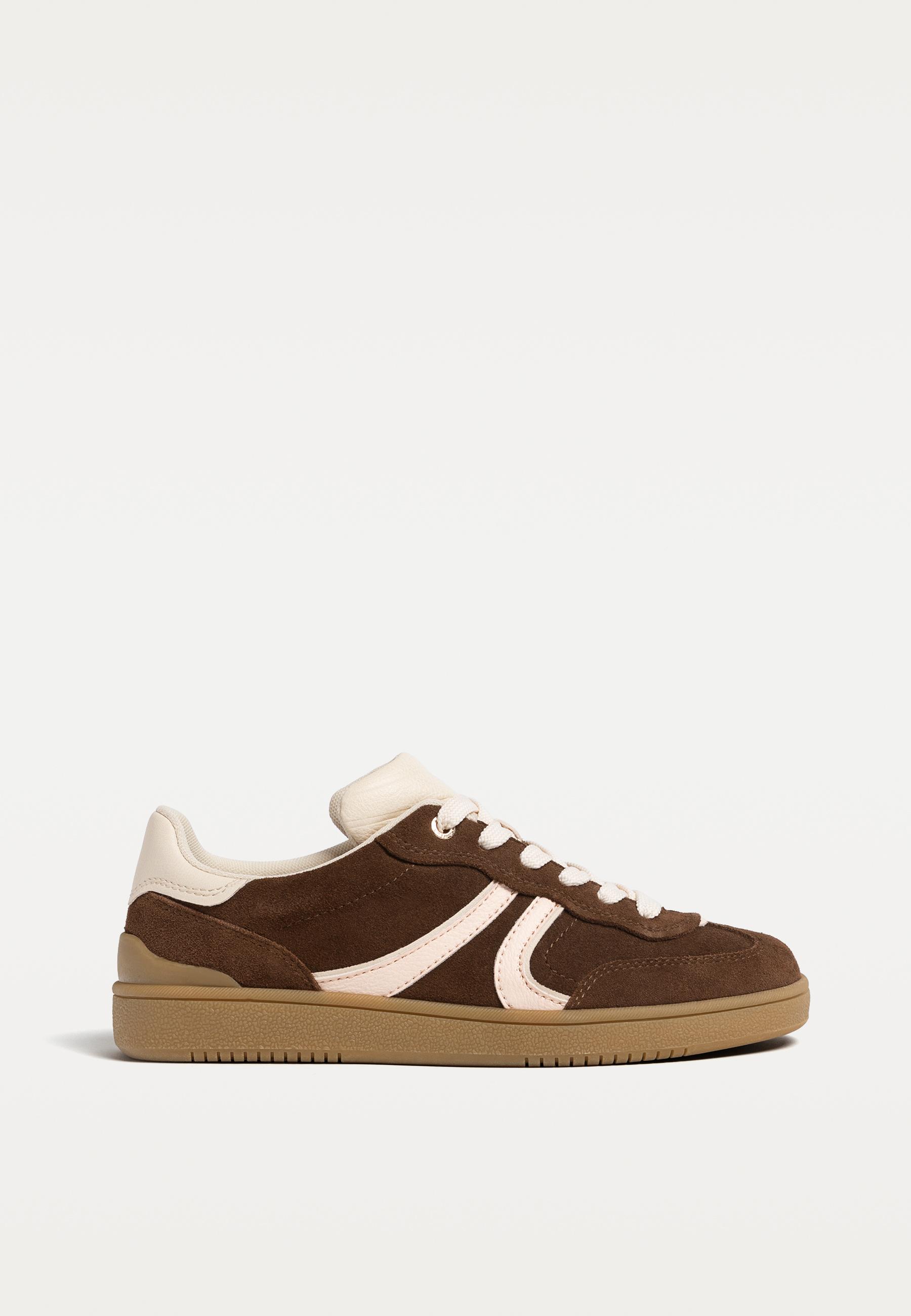 Casual leather trainers - Women's fashion | Stradivarius Romania
