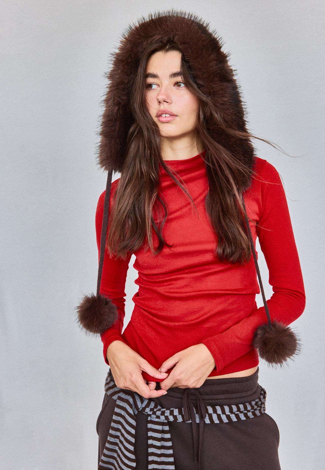 Faux fur balaclava — Brown
