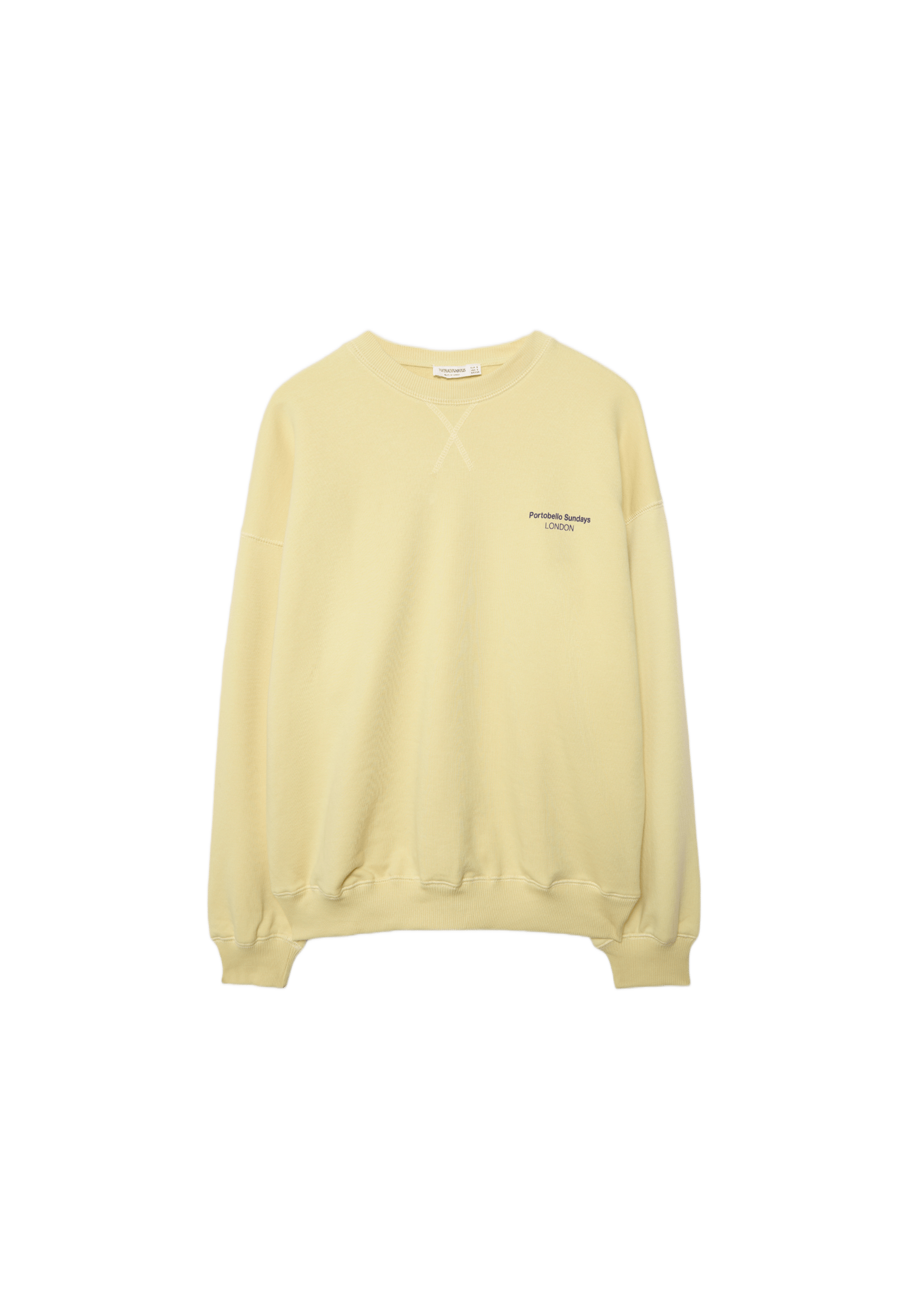 Long sleeve round neck text sweatshirt — Pastel yellow