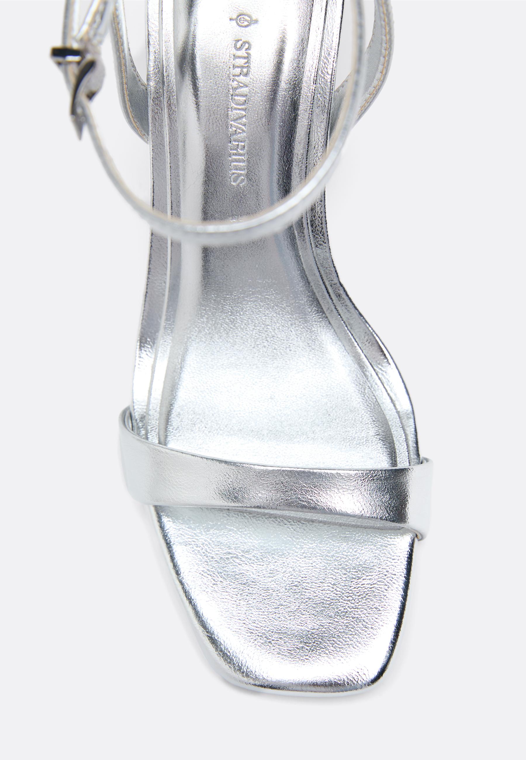 Metallic effect heeled sandals — SILVER