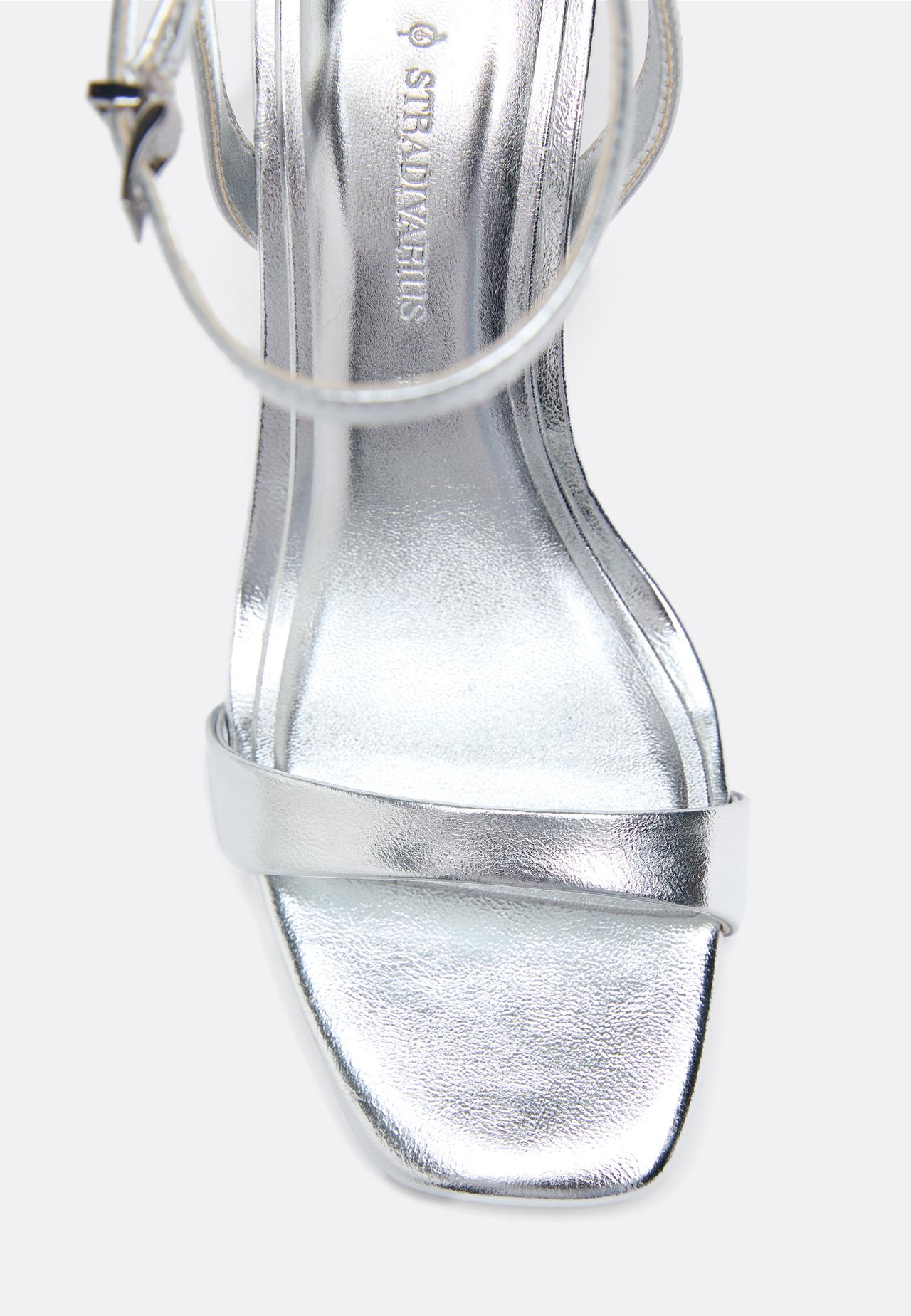 Metallic effect heeled sandals — SILVER