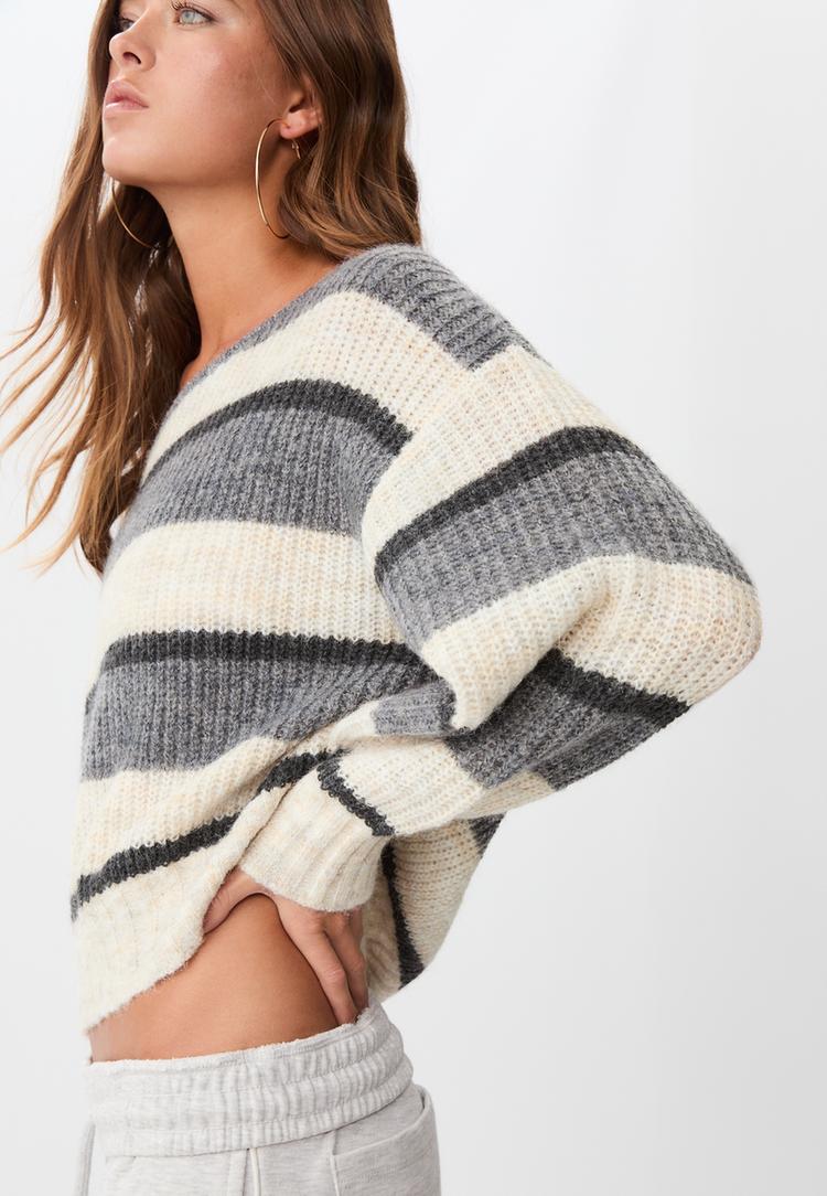 striped boat neck sweater