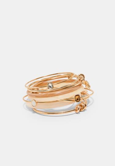 Set of 10 multi-charm bangles — Gold 1