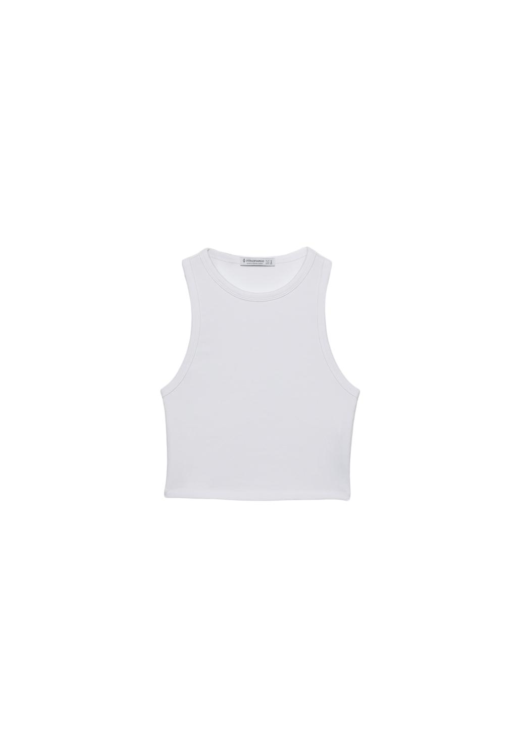 T-shirt crop basique côtelé