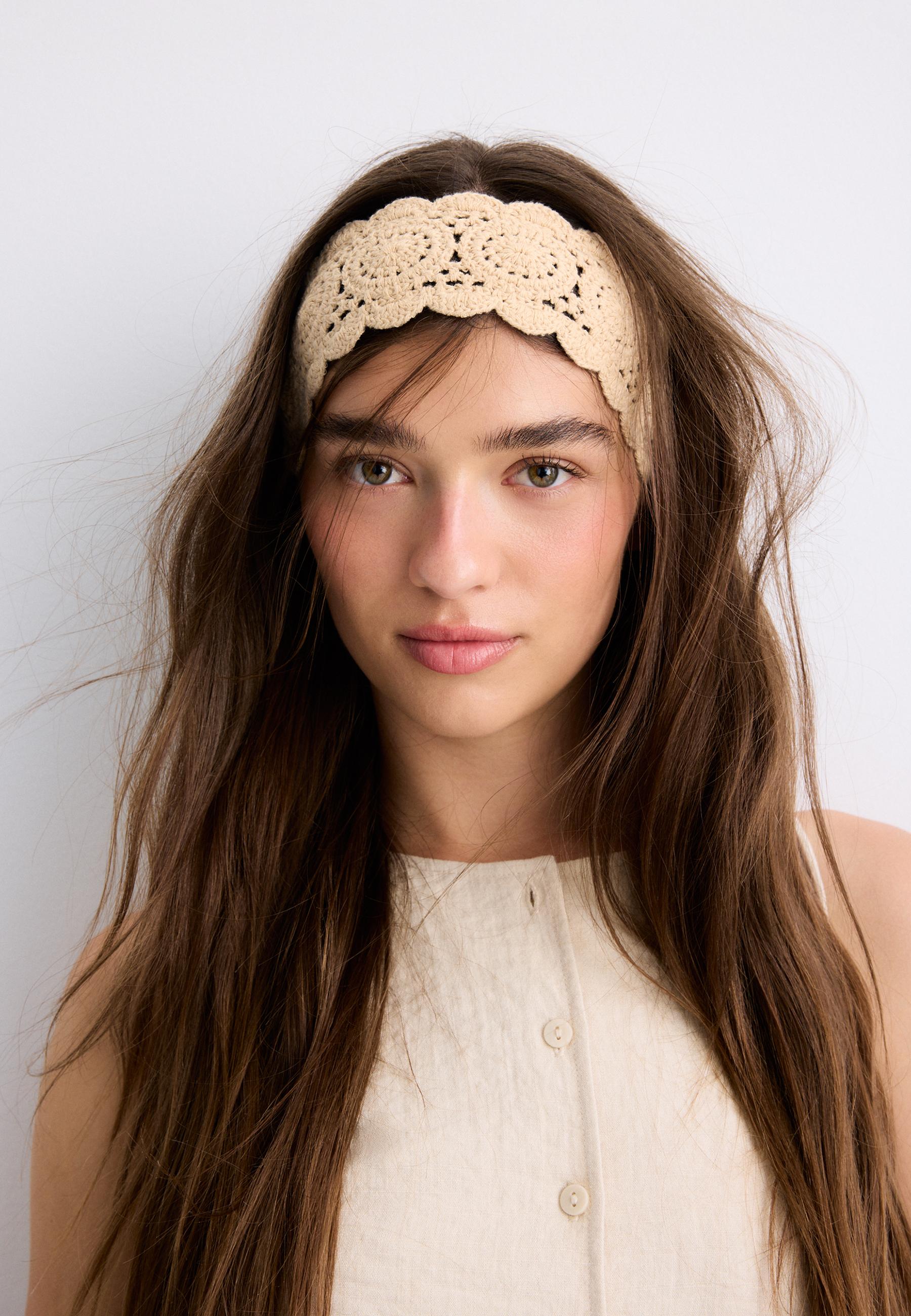 Set of 2 crochet fur hair ties — Ecru