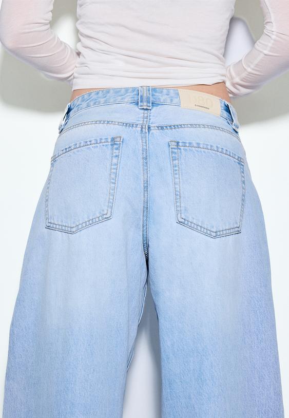 Stradivarius D80 Barrel Fit Jeans Medium Light Blue Denim 12