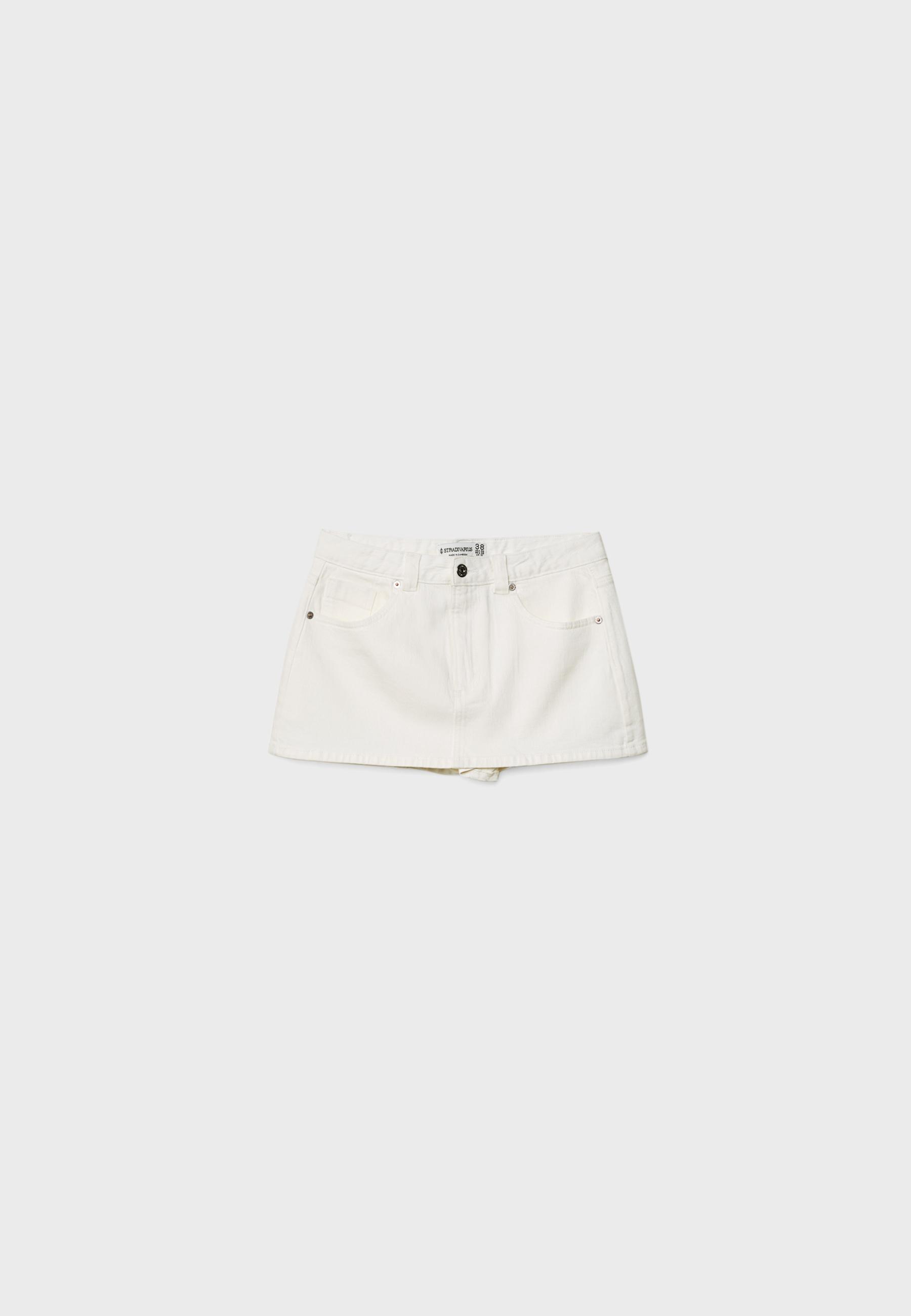 D62 denim skort — White