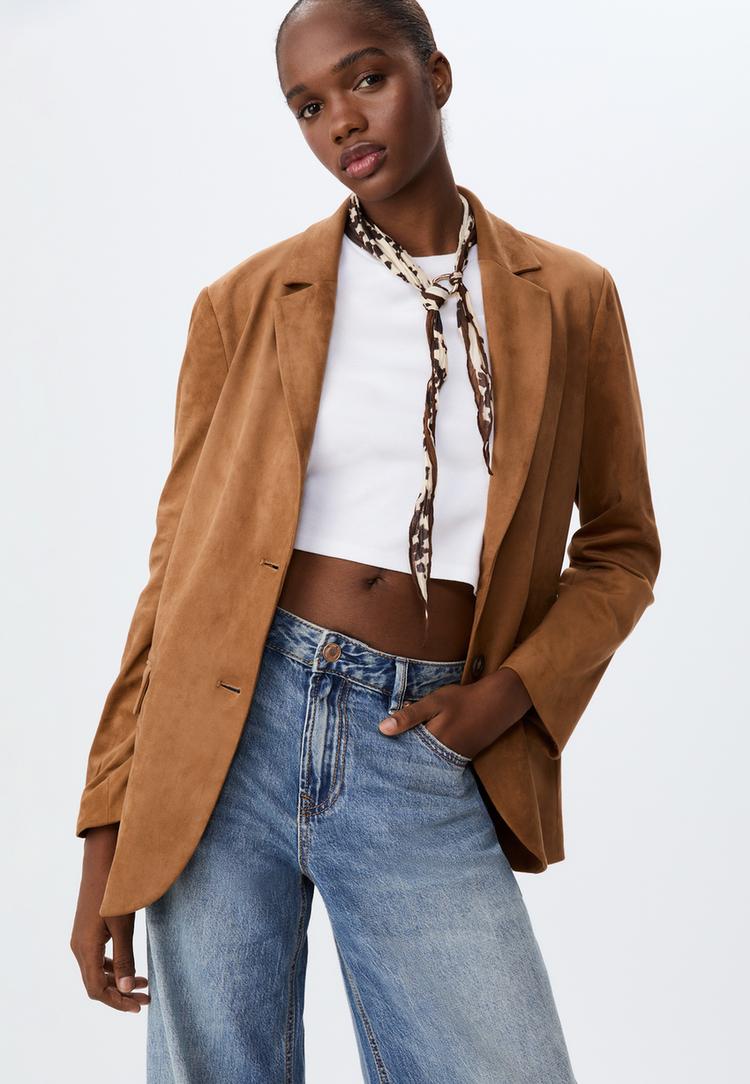 faux suede blazer