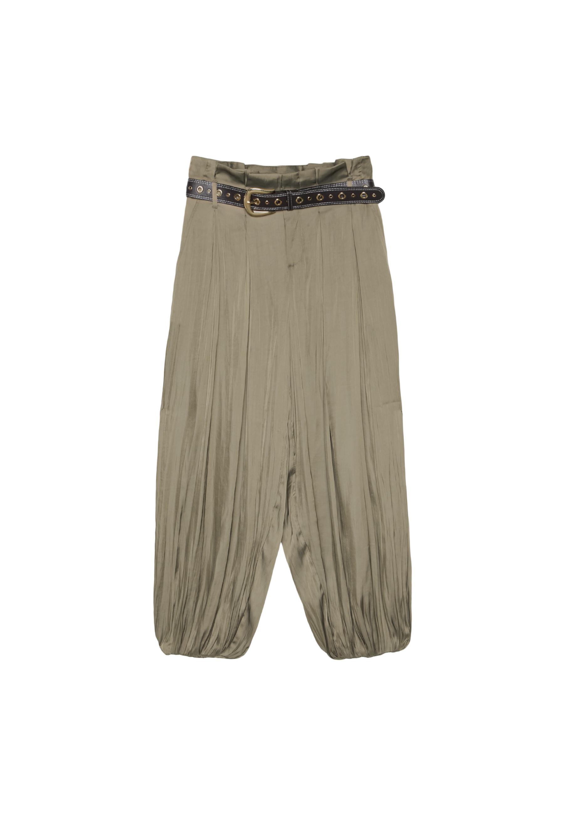 Satin sarouel trousers with belt — Brown