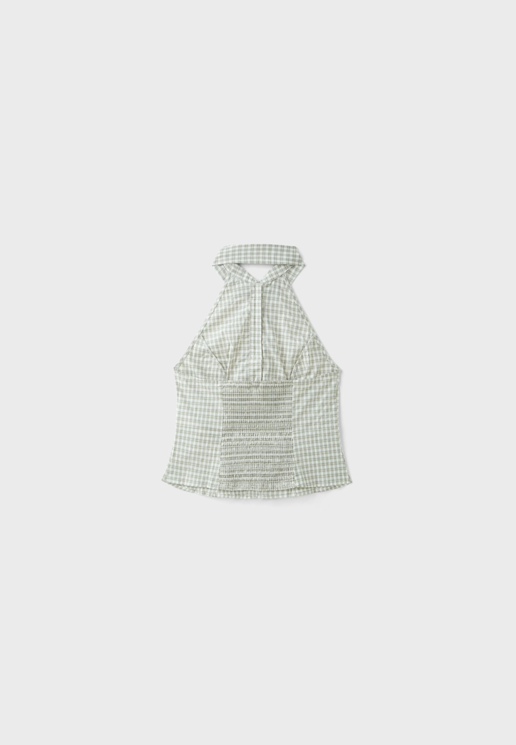 Checked halter top — Khaki