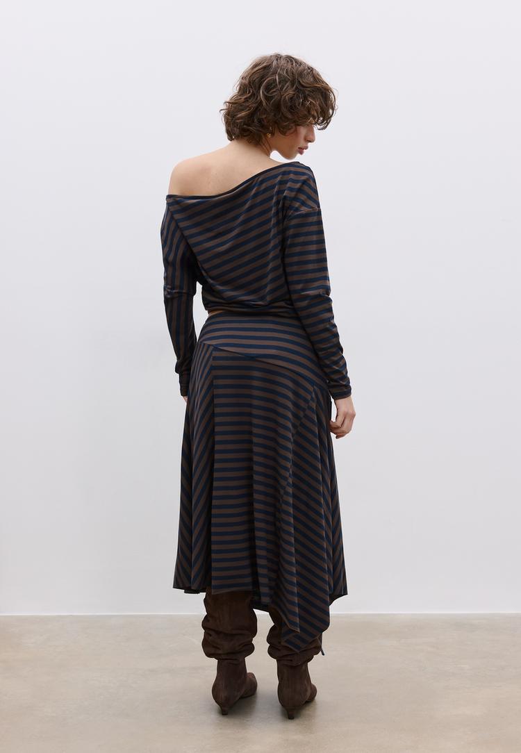 falda larga asim%C3%A9trica rayas