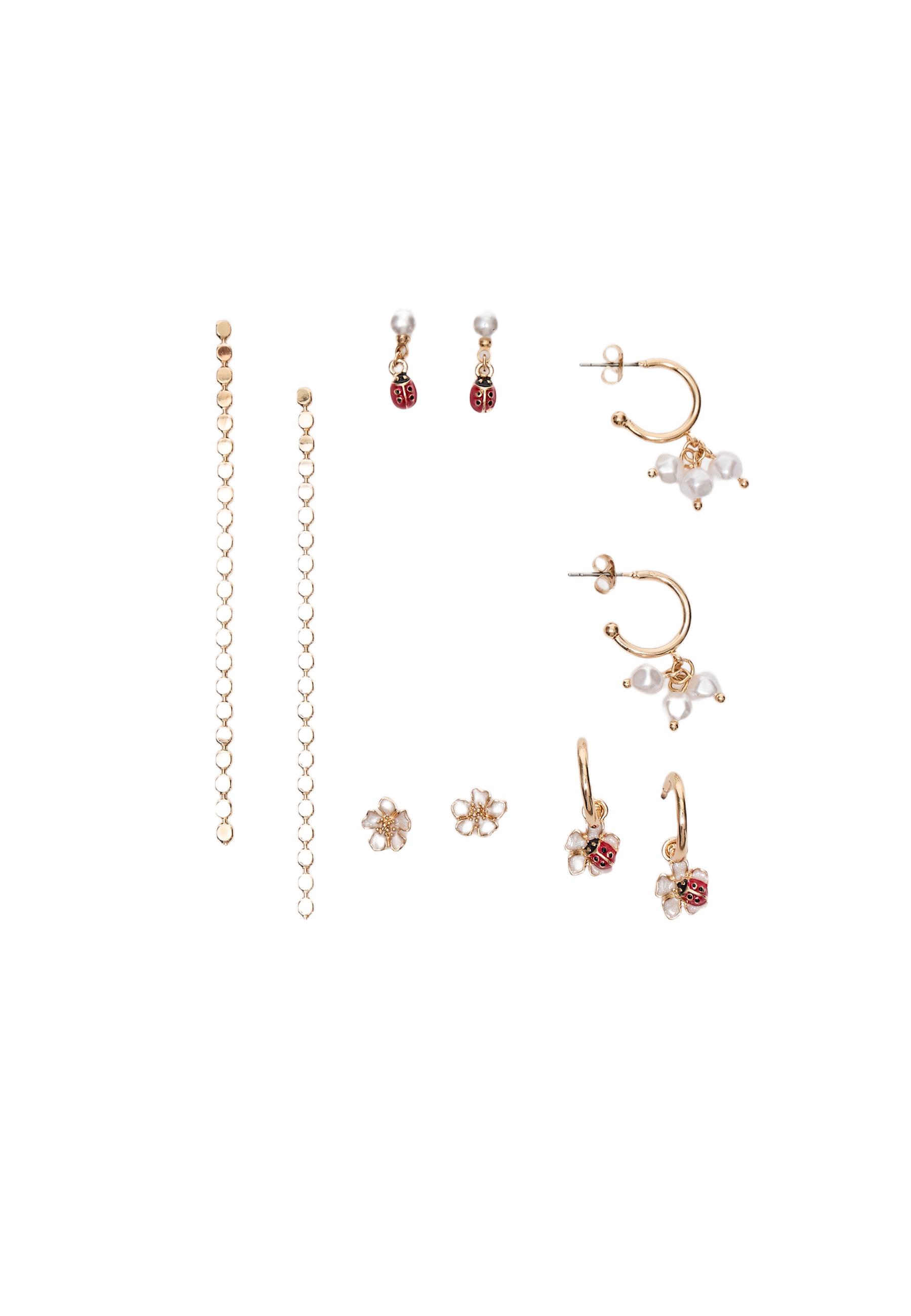 9-pack of ladybird earrings — Gold