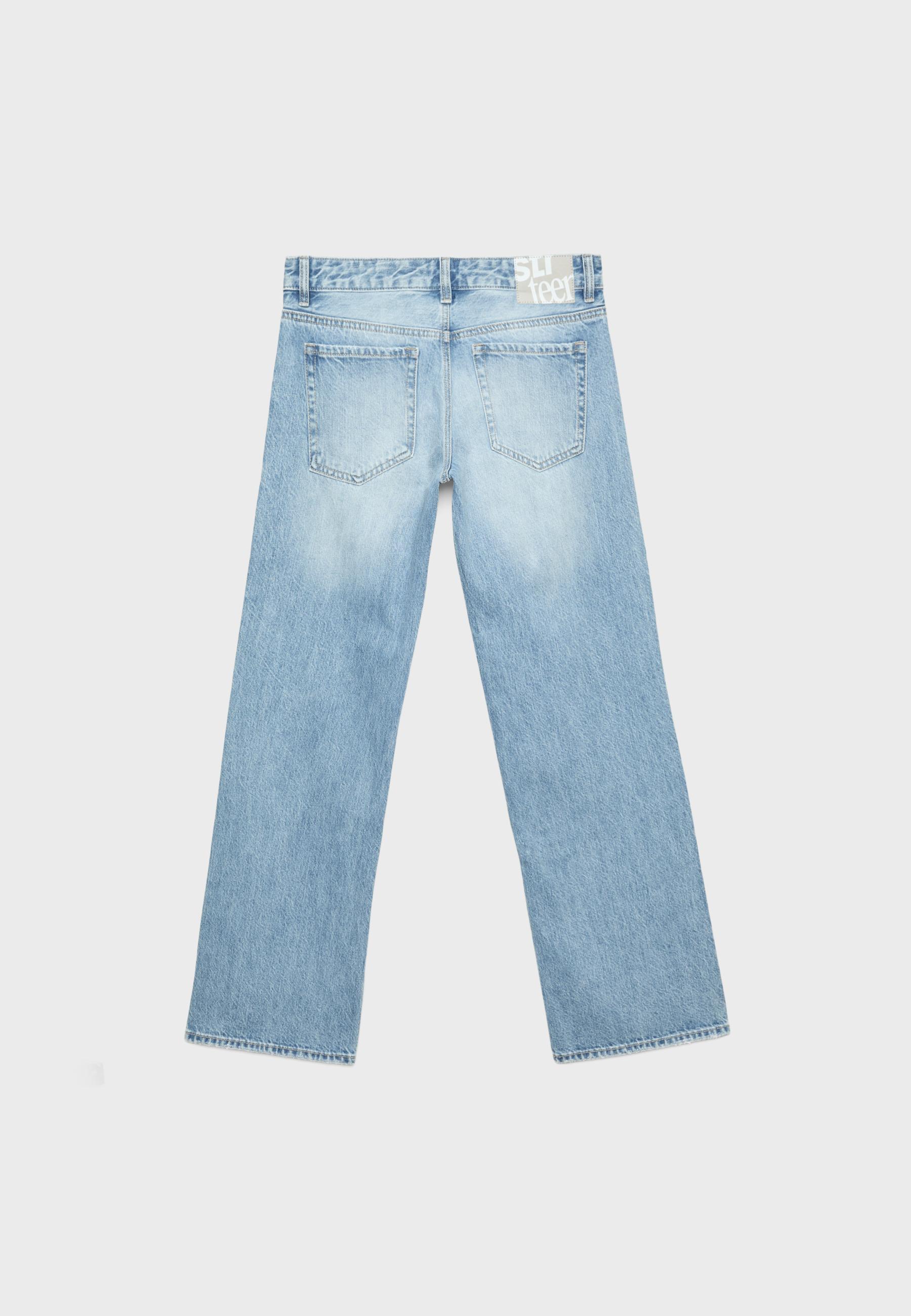 Low-rise straight-leg jeans — MEDIUM LIGHT BLUE DENIM