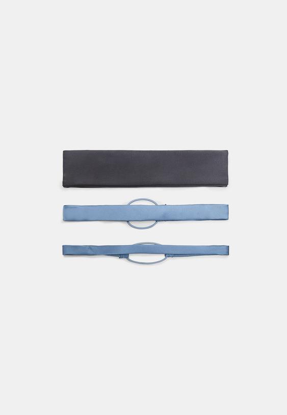 Stradivarius Set Of 3 Elasticated Sports Fur Headbands Grey Os