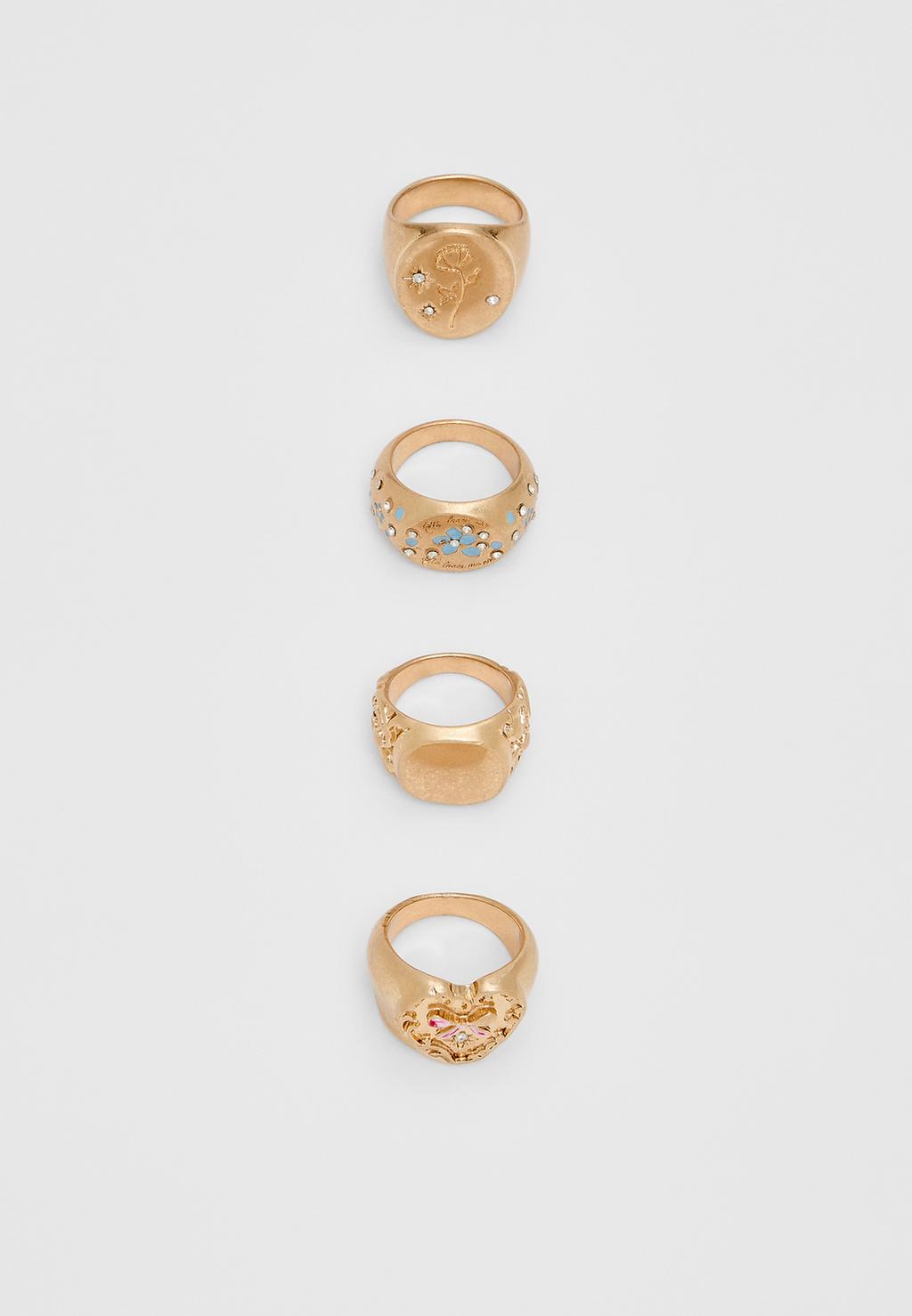 Lot de 4 bagues peintes